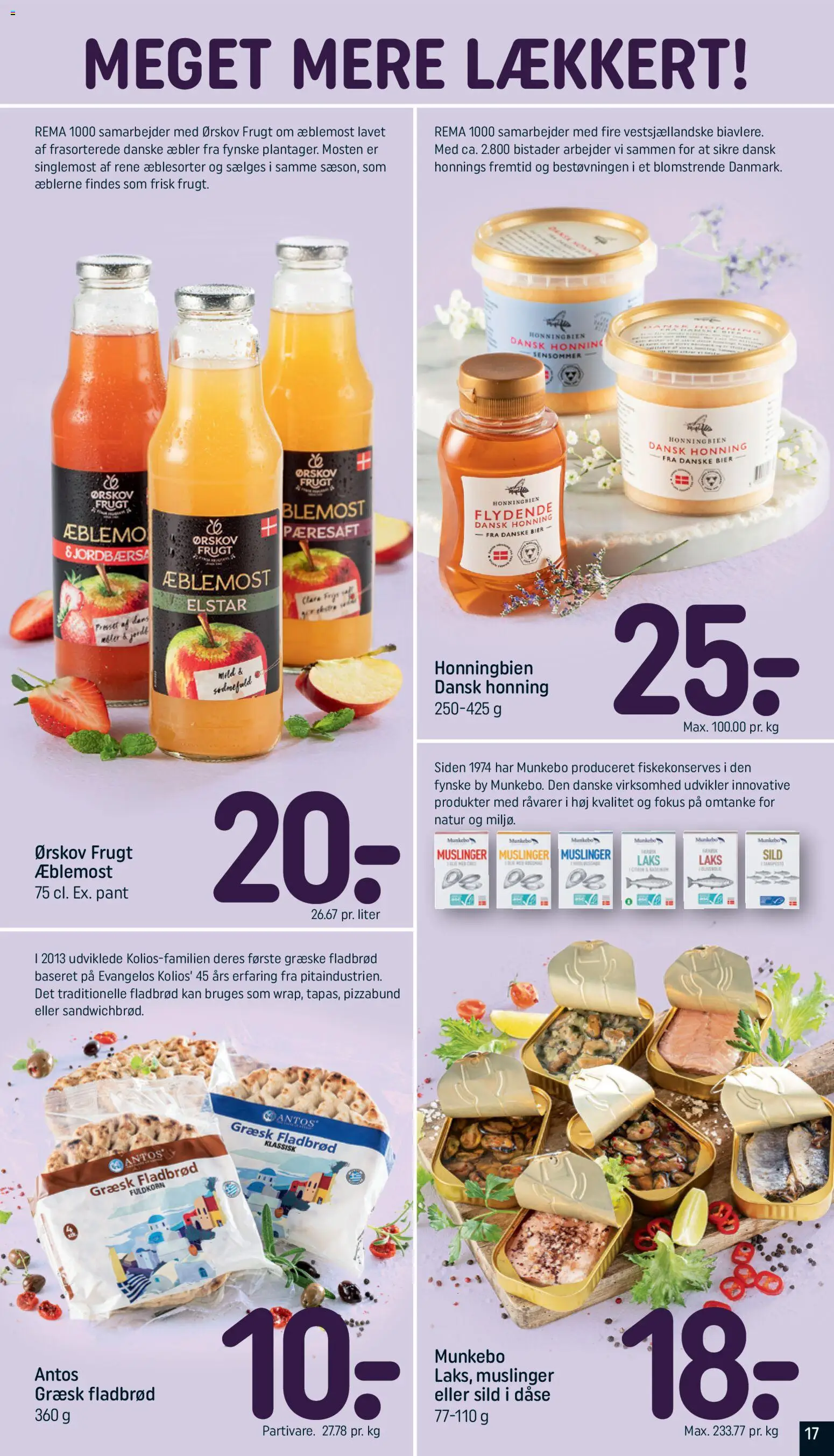 Rema 1000 tilbudsavis – gyldig fra 28.03.2026 | Side: 17 | Produkter: Juice, Æbler, Sild, Honning