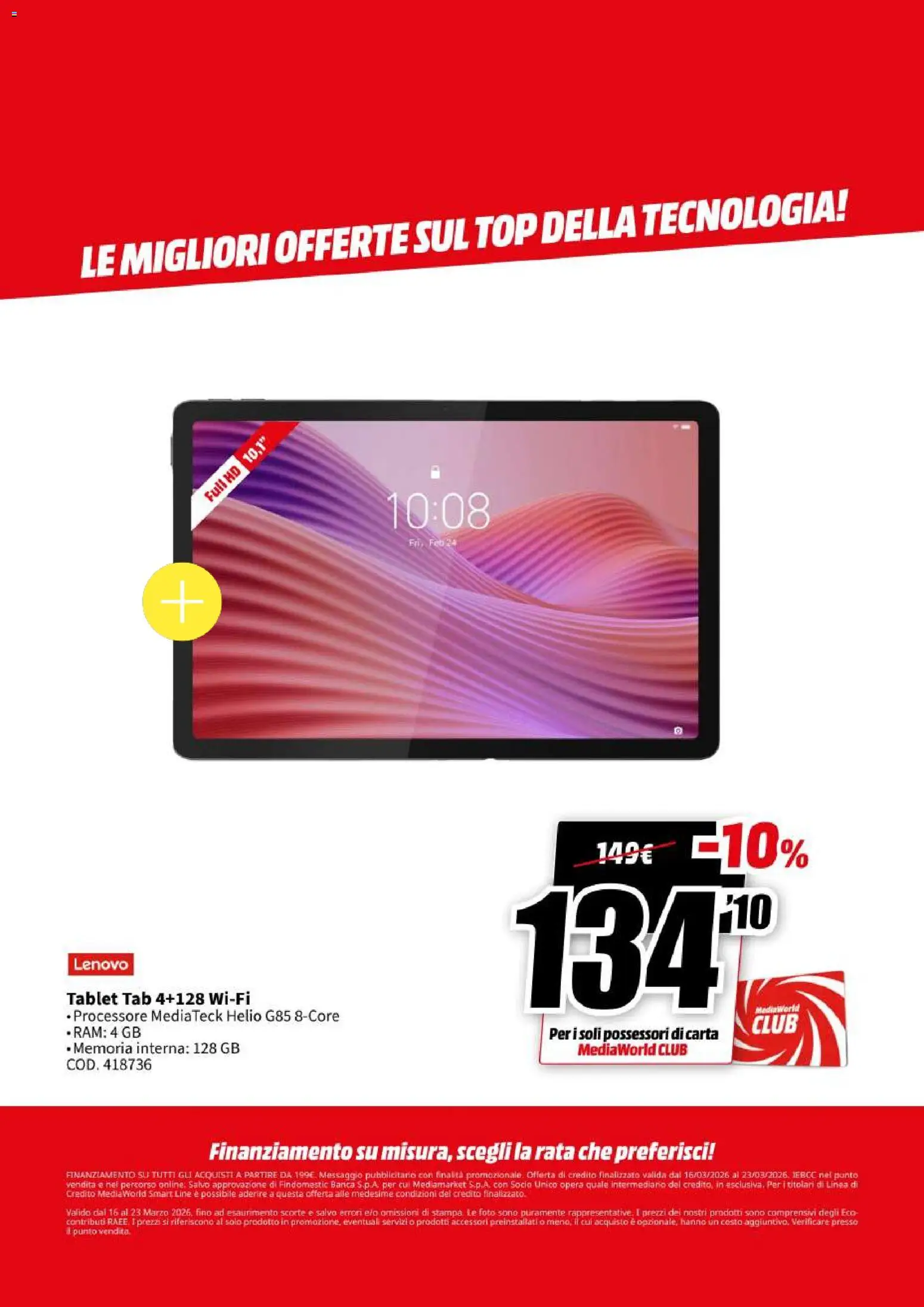 Volantino Media World del 16.03.2026 | Pagina: 20 | Prodotti: Top, Tablet