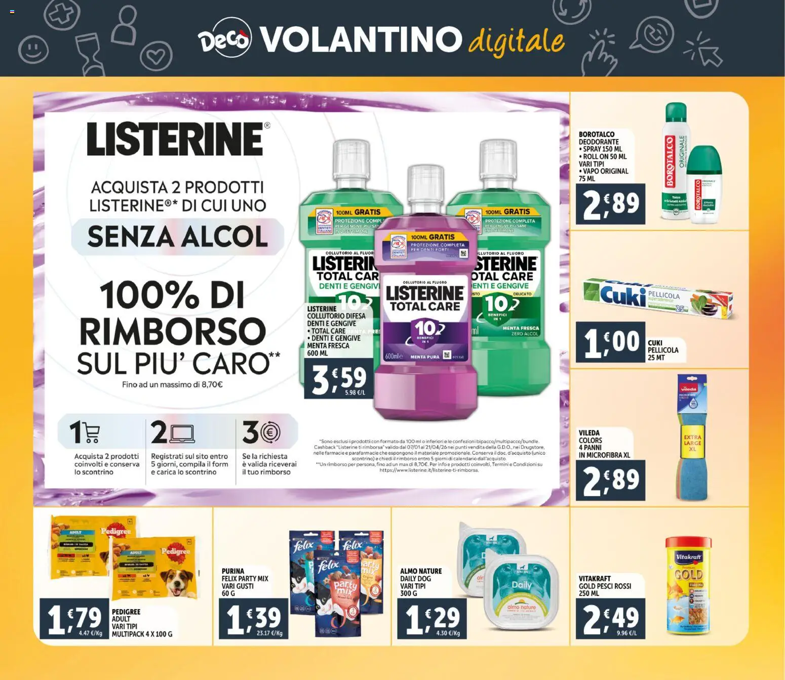 Volantino Decò del 20.01.2026 | Pagina: 28 | Prodotti: Deodorante, Collutorio, Talco, Menta
