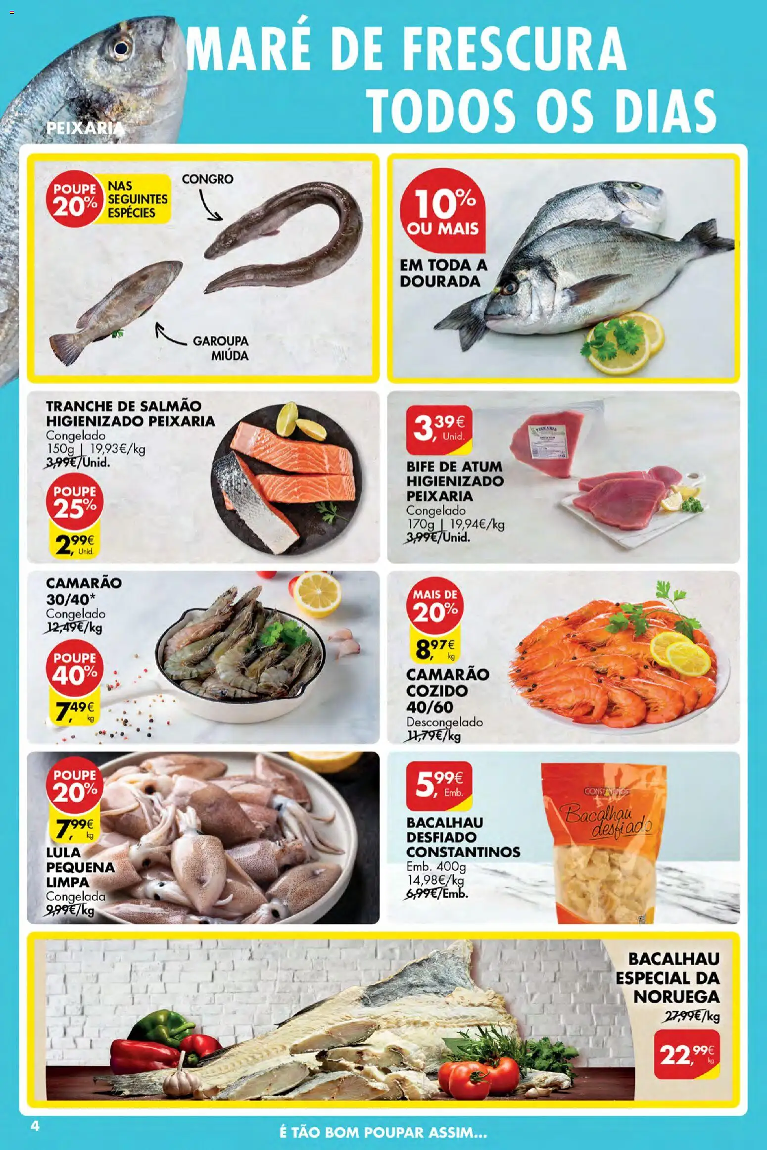 Pingo Doce Poupe Esta Semana Açores │ válido de 23.10.2025 | Página: 4 | Produtos: Dourada, Atum, Bacalhau, Salmão