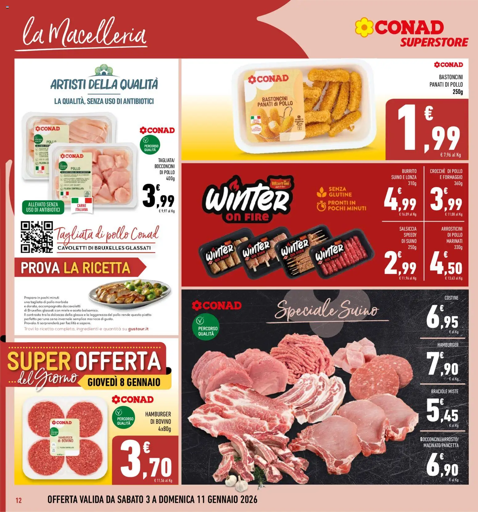 Volantino Conad del 03.01.2026 | Pagina: 12 | Prodotti: Pollo, Aceto, Piatto, Hamburger