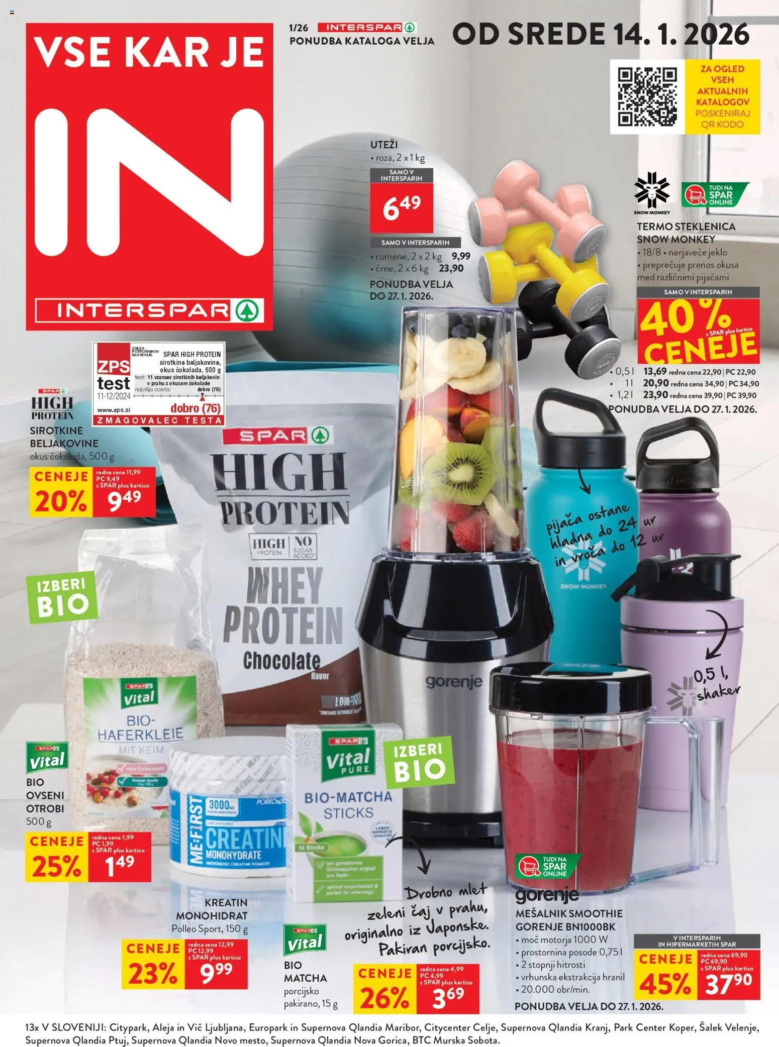 Novi Spar katalog ponudbe – veljaven od 14.01.2026 | Stran: 1 | Izdelki: Mesalnik, Steklenica, Caj