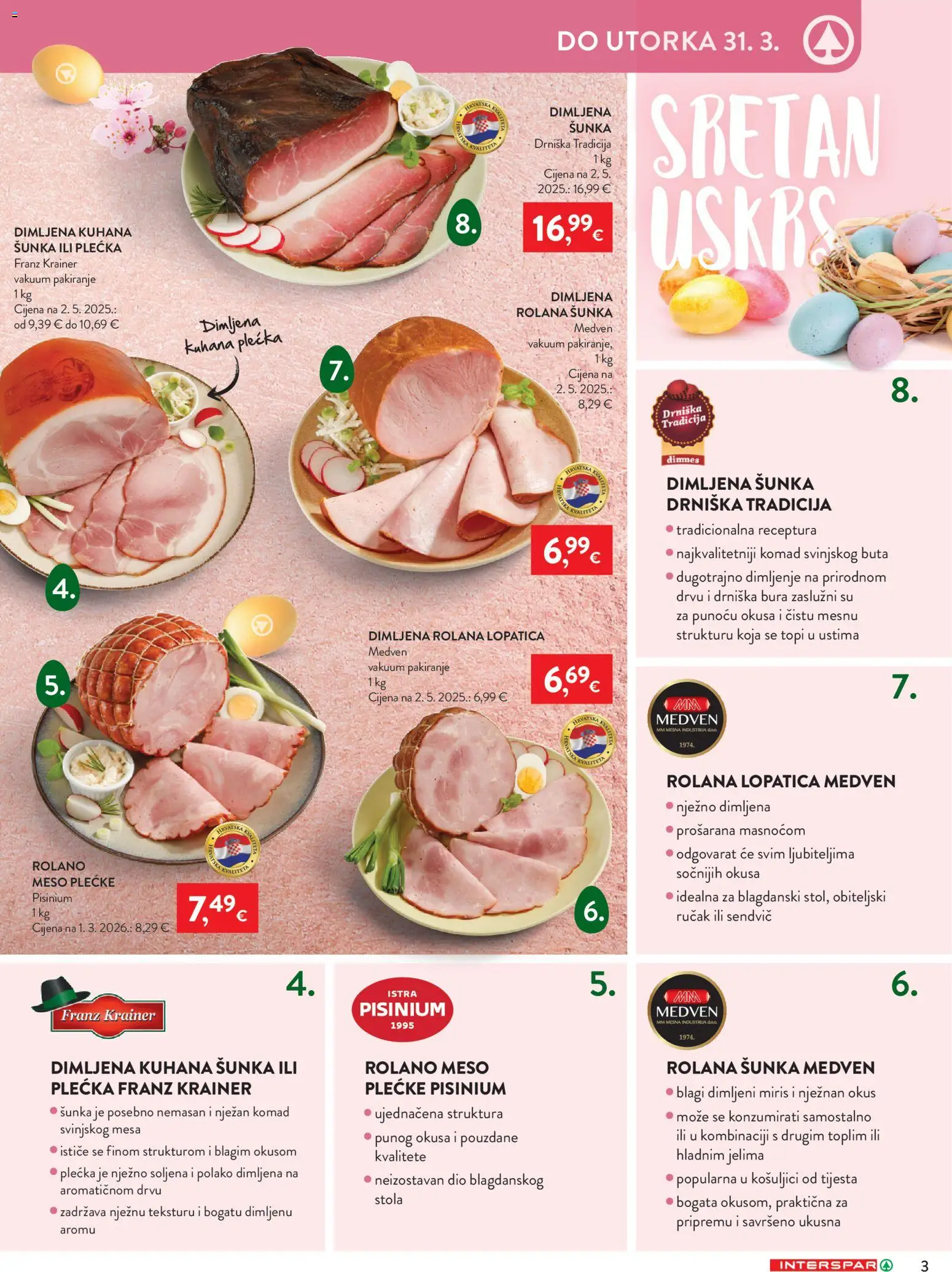 Interspar katalog | vrijedi od 25.03.2026 | Stranica: 3 | Proizvodi: Miris, Meso, Šunka, Lopatica
