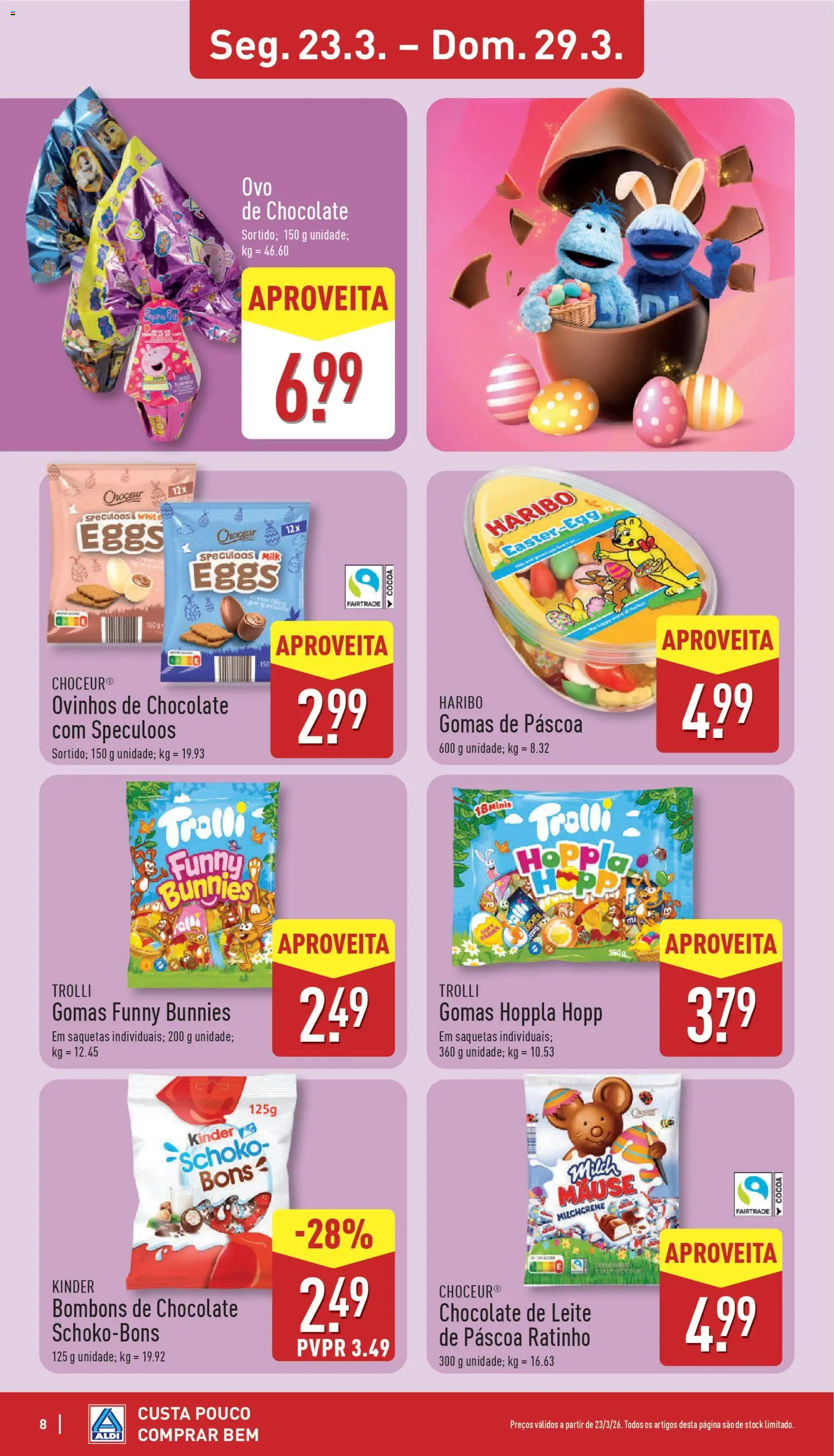 Aldi folheto │ válido de 23.03.2026 | Página: 8 | Produtos: Leite, Chocolate, Gomas