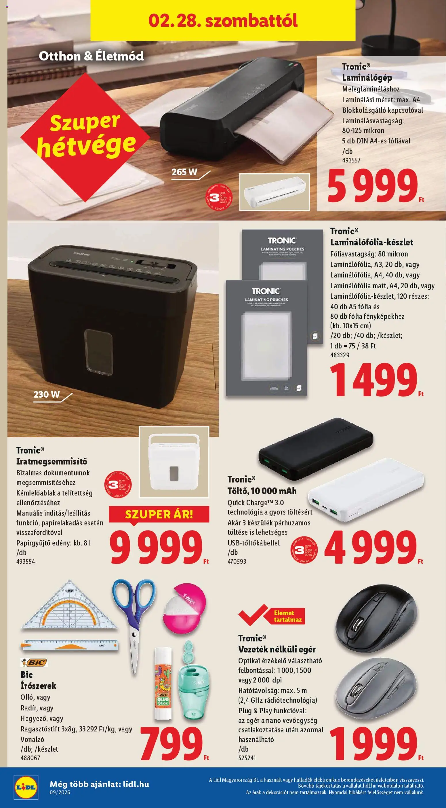 Lidl akciós ujság - amely érvényes a következő dátumtól: 26.02.2026 | Oldal: 48 | Termékek: Iratmegsemmisítő, Egér, Power bank, Vezetek nelkuli eger