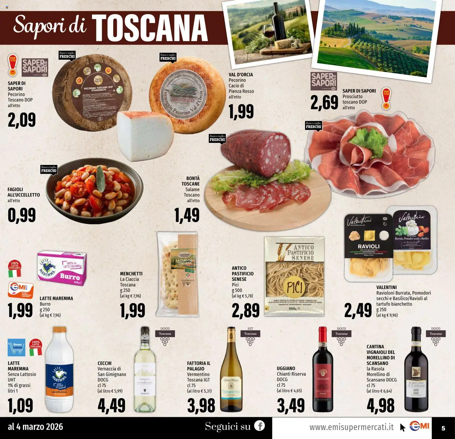 Volantino EMI del 19.02.2026 | Pagina: 5 | Prodotti: Burro, Farina, Ravioli, Pecorino
