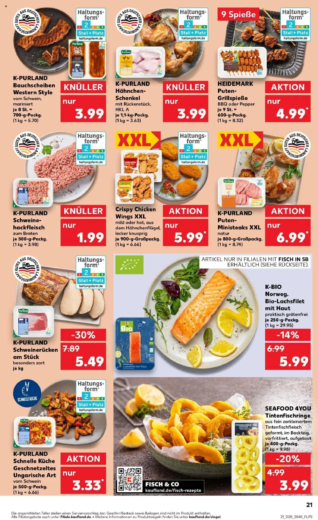 Kaufland prospekt Worms	 - gültig ab dem 09.07.2025 | Seite: 21 | Produkte: Hahnchen, Küche, Fisch, Hackfleisch