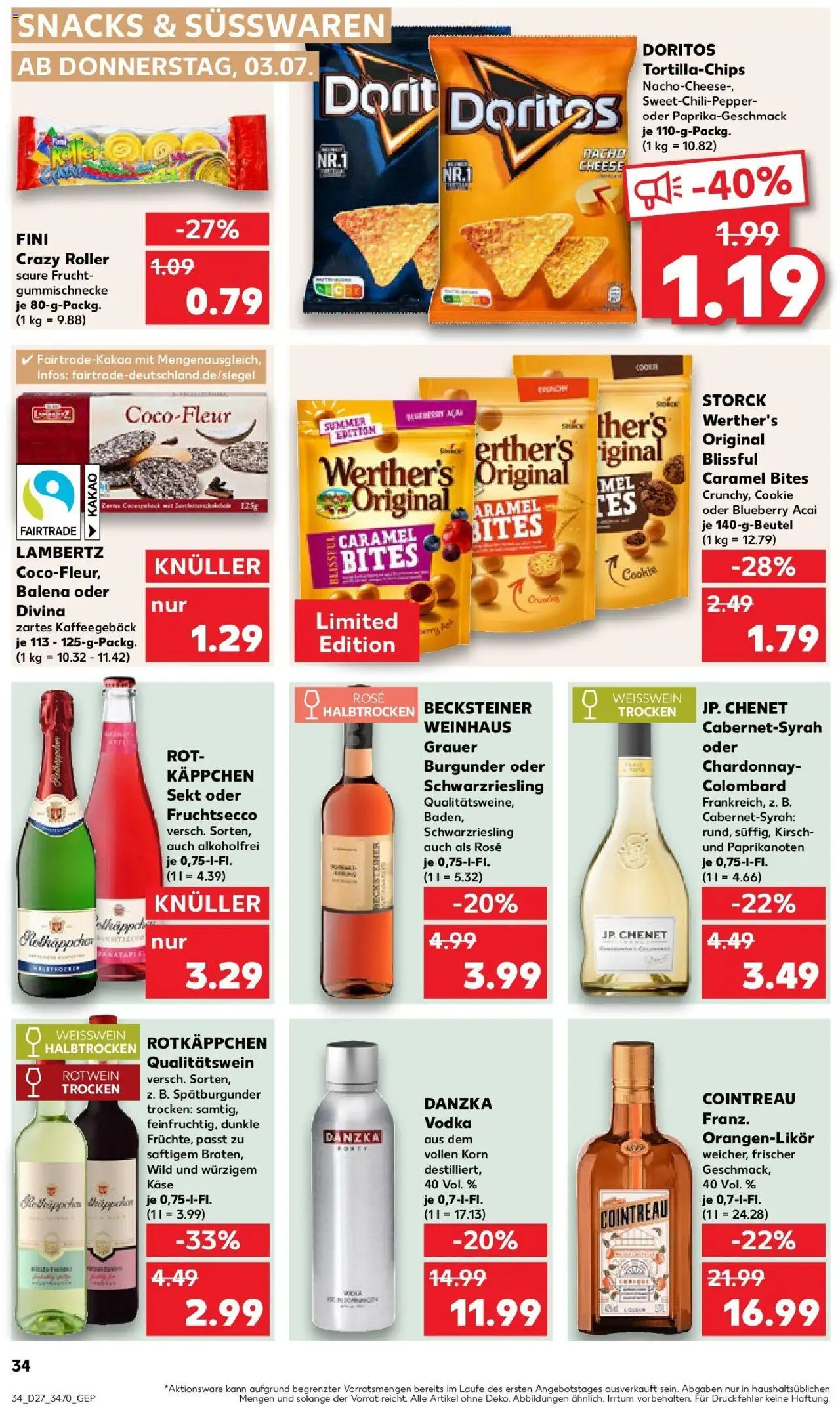 Kaufland prospekt Strausberg	 - gültig ab dem 03.07.2025 | Seite: 34 | Produkte: Rotwein, Fruchtsecco, Vodka, Chips