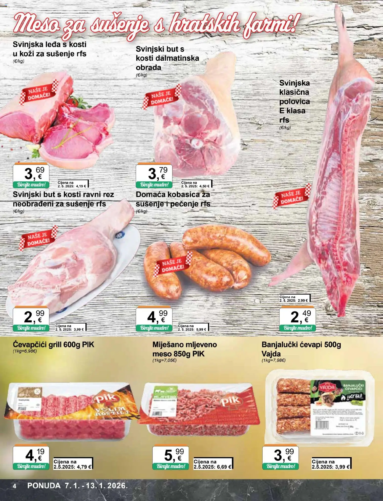 KTC katalog | vrijedi od 07.01.2026 | Stranica: 4 | Proizvodi: Svinjski but, Meso, Kobasica, Ćevapčići