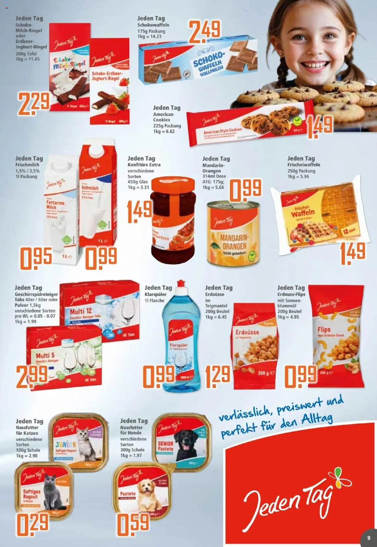 Klaas & Kock Prospekt – gültig ab 22.09.2025 | Seite: 9 | Produkte: Erdnüsse, Milch, Waffeln, Klarspüler