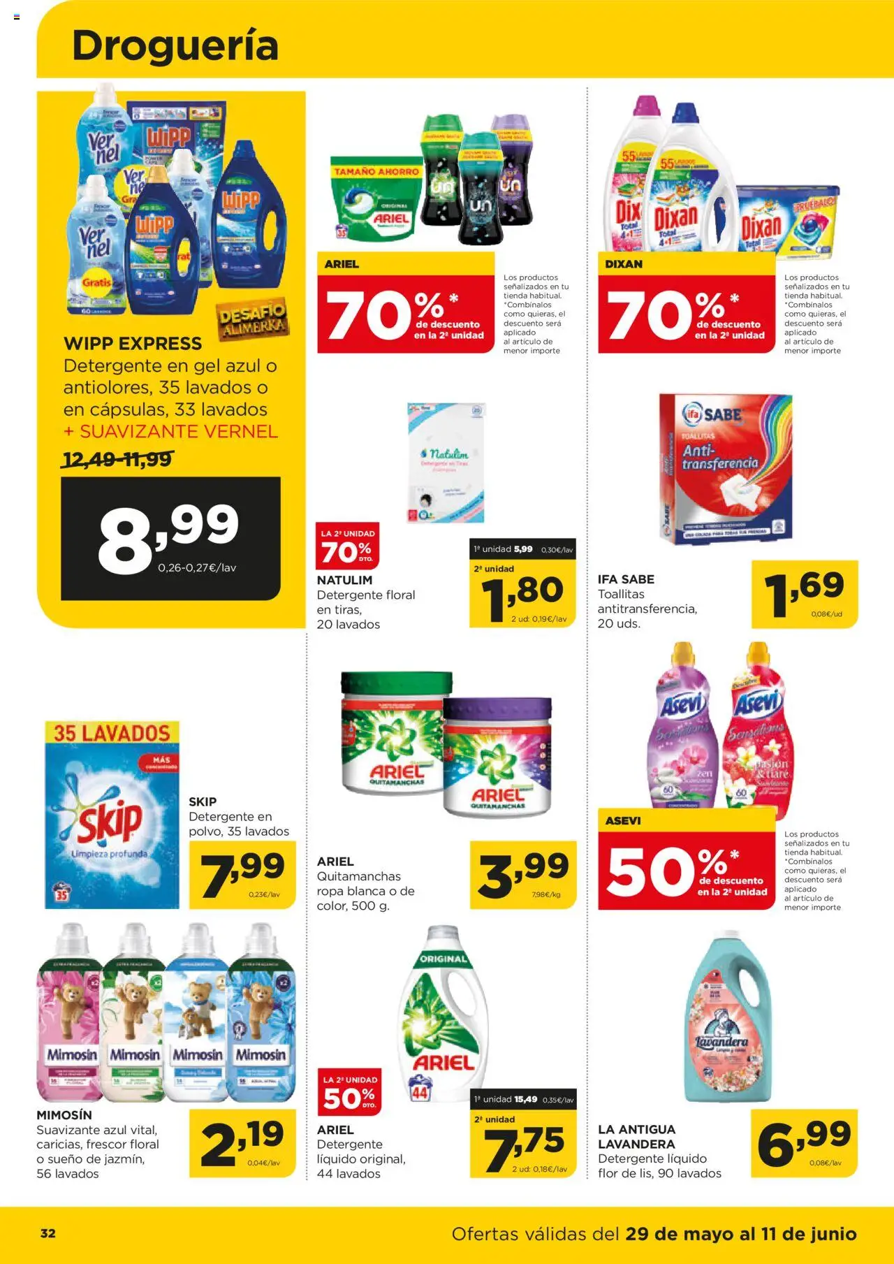 Alimerka folleto Castilla y León │ válido desde el 29.05.2025 | Página: 32 | Productos: Quitamanchas, Detergente, Detergente líquido, Suavizante