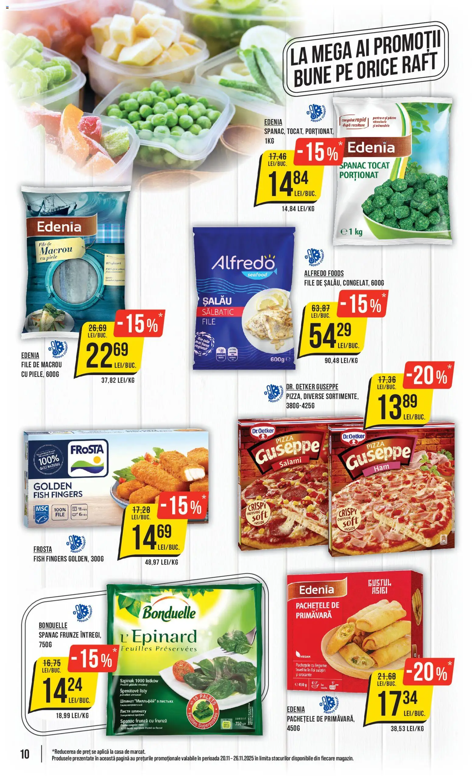 Noul catalog Mega Image – valabil de la 20.11.2025 | Pagină: 10 | Produse: Raft, Pizza, Legume