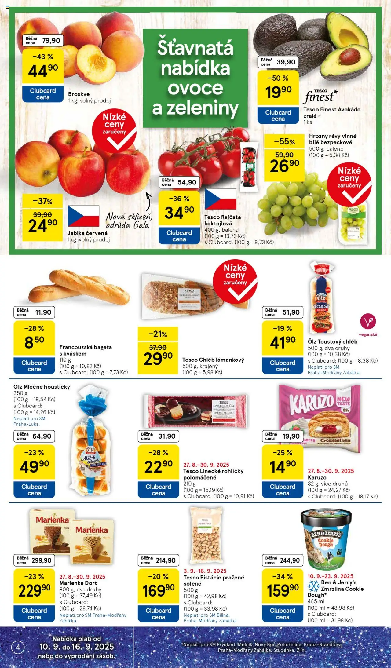Tesco leták - Supermarket od 10.09.2025 | Strana: 4 | Produkty: Finest, Apple, Avokádo, Marlenka