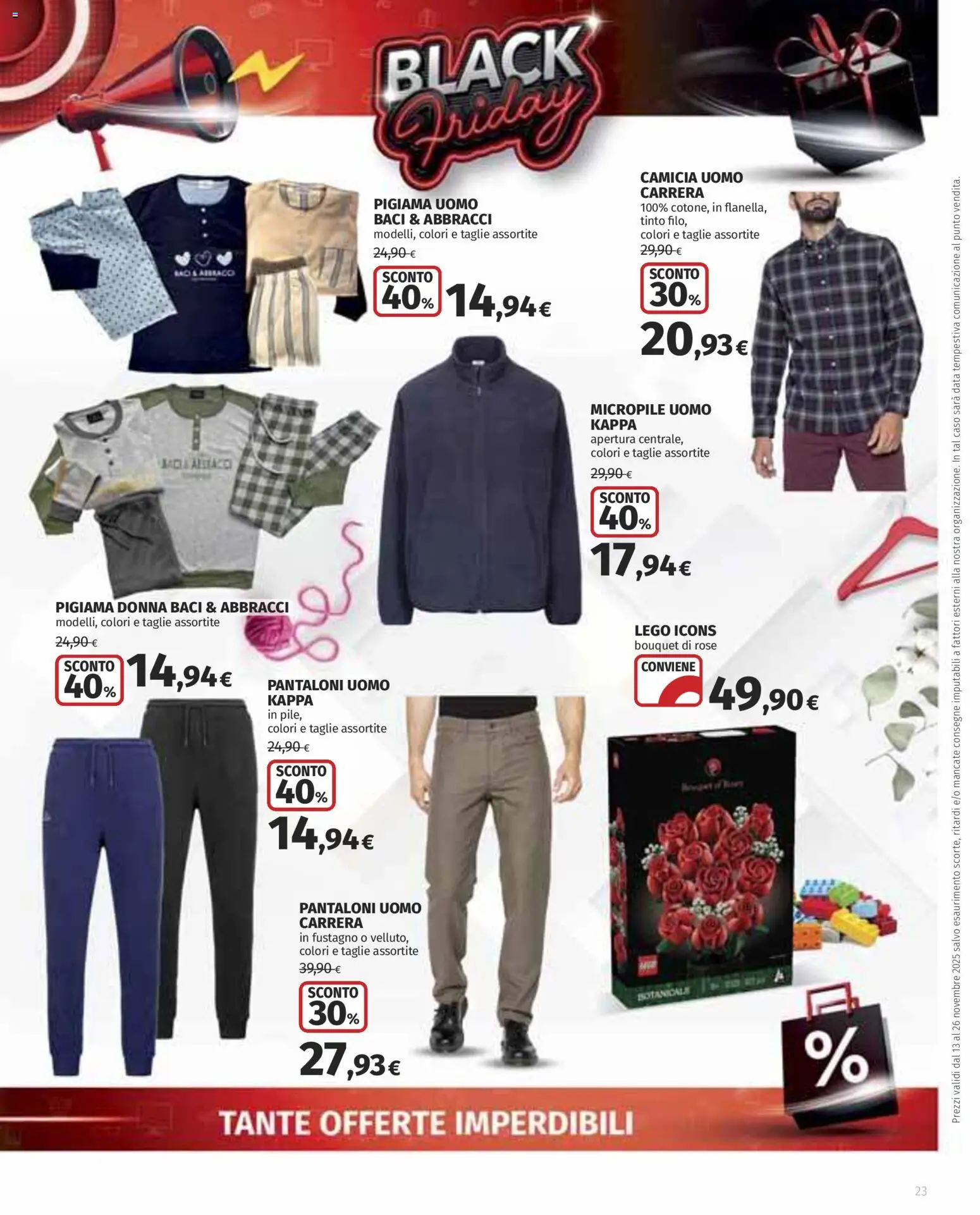Volantino COOP del 13.11.2025 | Pagina: 23 | Prodotti: Camicia, Pantaloni, Pigiama, Data