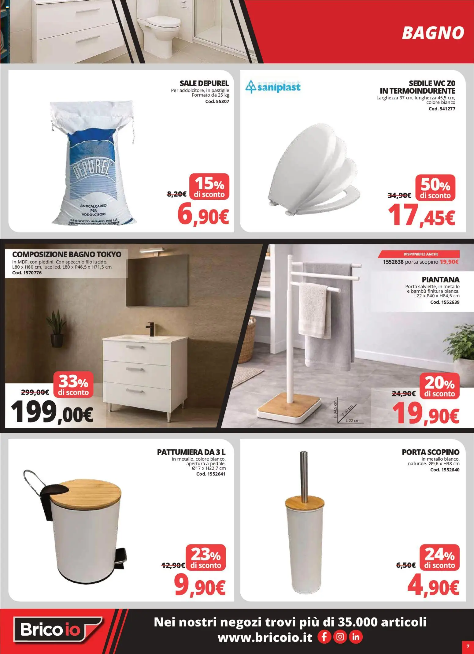 Volantino Brico io del 08.01.2026 | Pagina: 7 | Prodotti: Scopino, WC, Bagno, Specchio