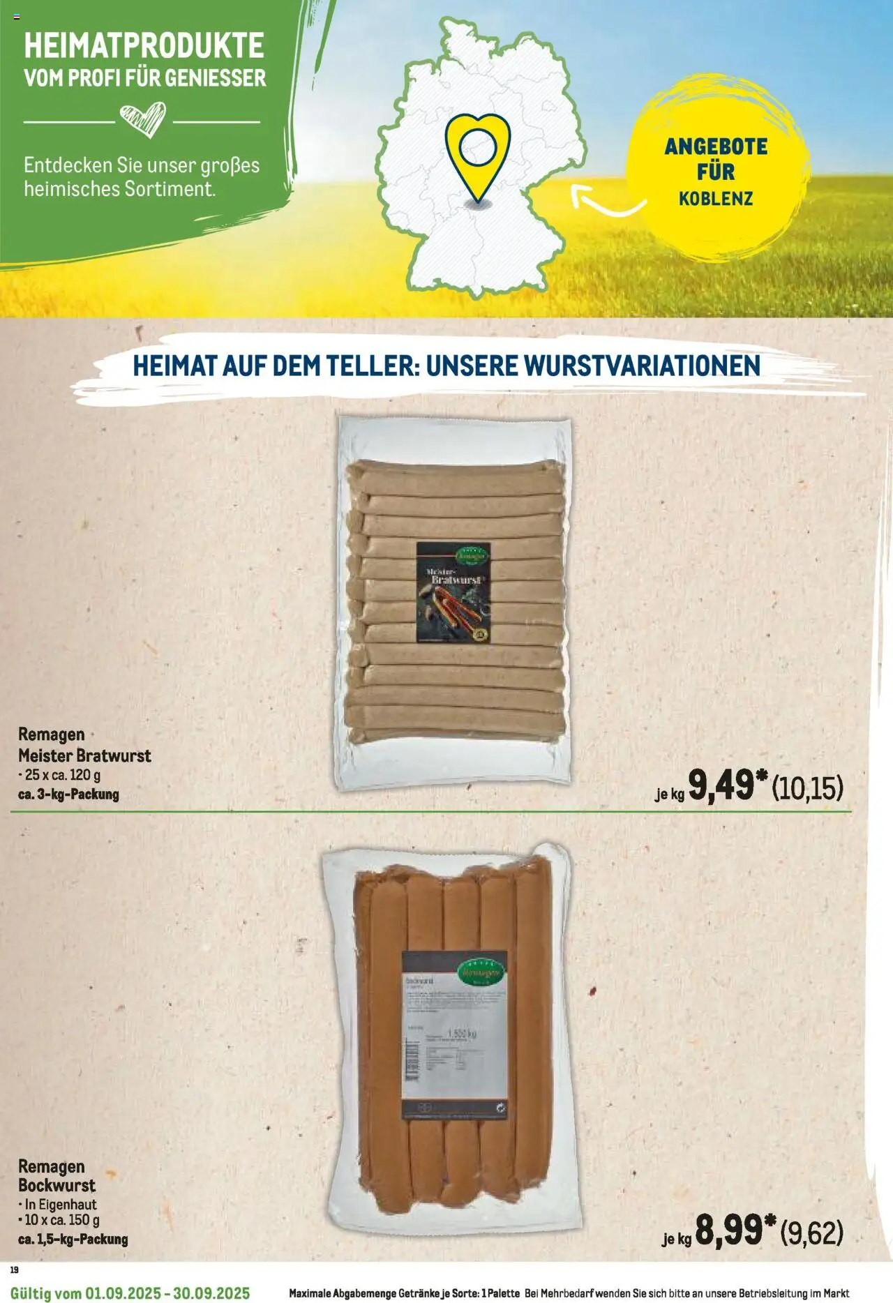 Metro Regionaler Flyer - gültig ab dem 01.09.2025 | Seite: 72 | Produkte: Bockwurst, Bratwurst