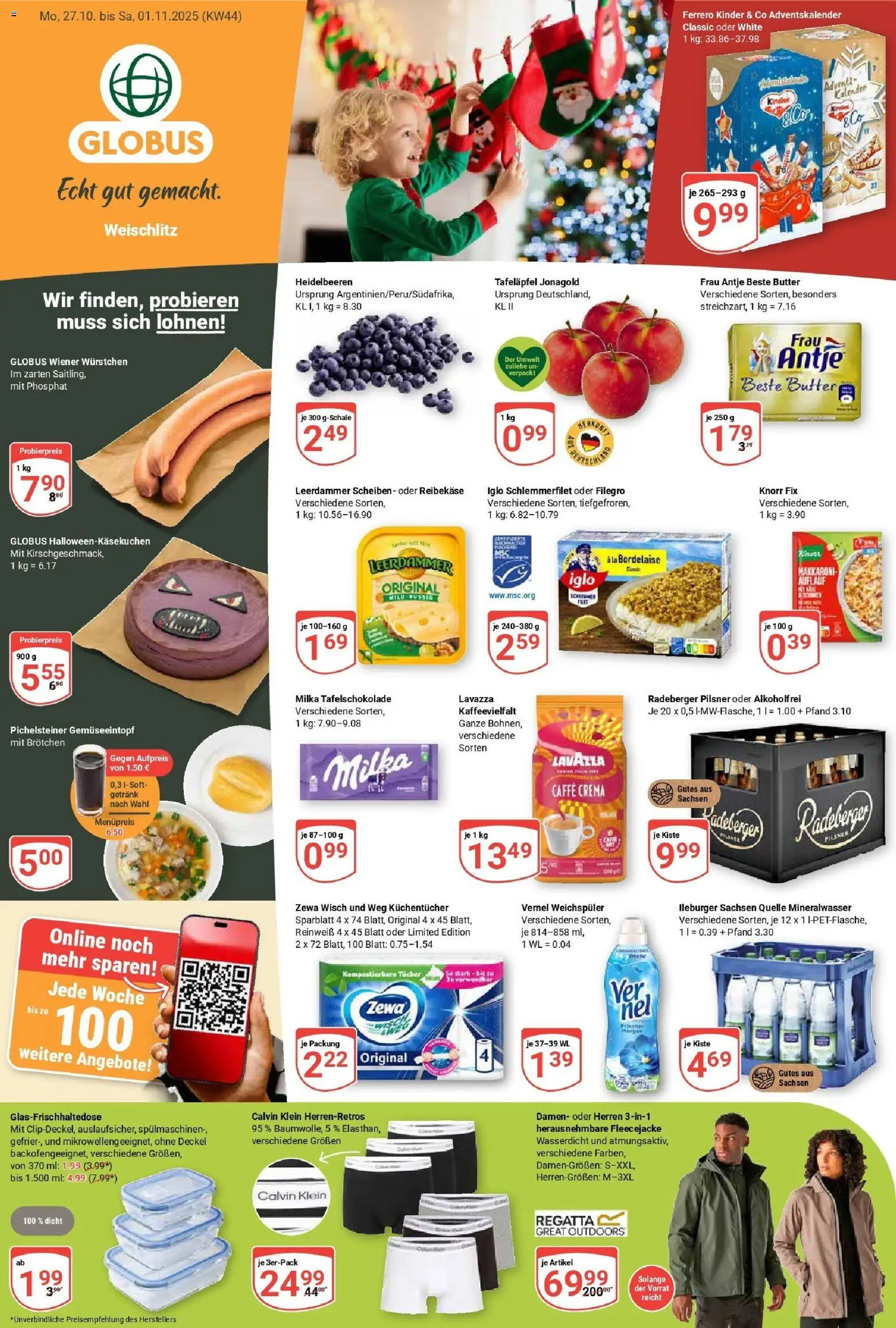 Globus prospekt Weischlitz	 – gültig ab 26.10.2025 | Seite: 5 | Produkte: Wiener wurstchen, Butter, Milka, Leerdammer