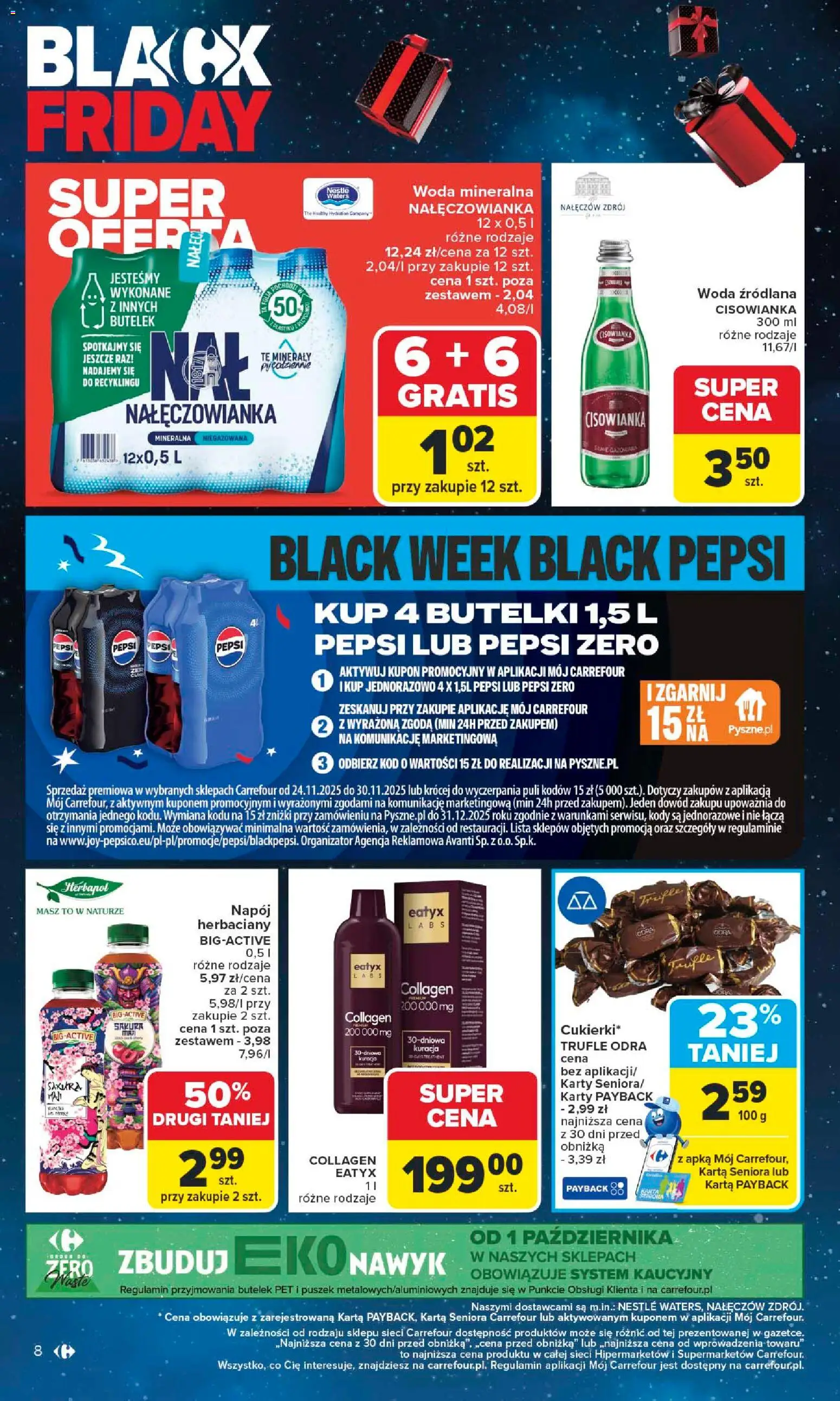 Carrefour Black Friday od 24.11.2025 | Strona: 8 | Produkty: Karta, Woda źródlana, Pepsi, Woda