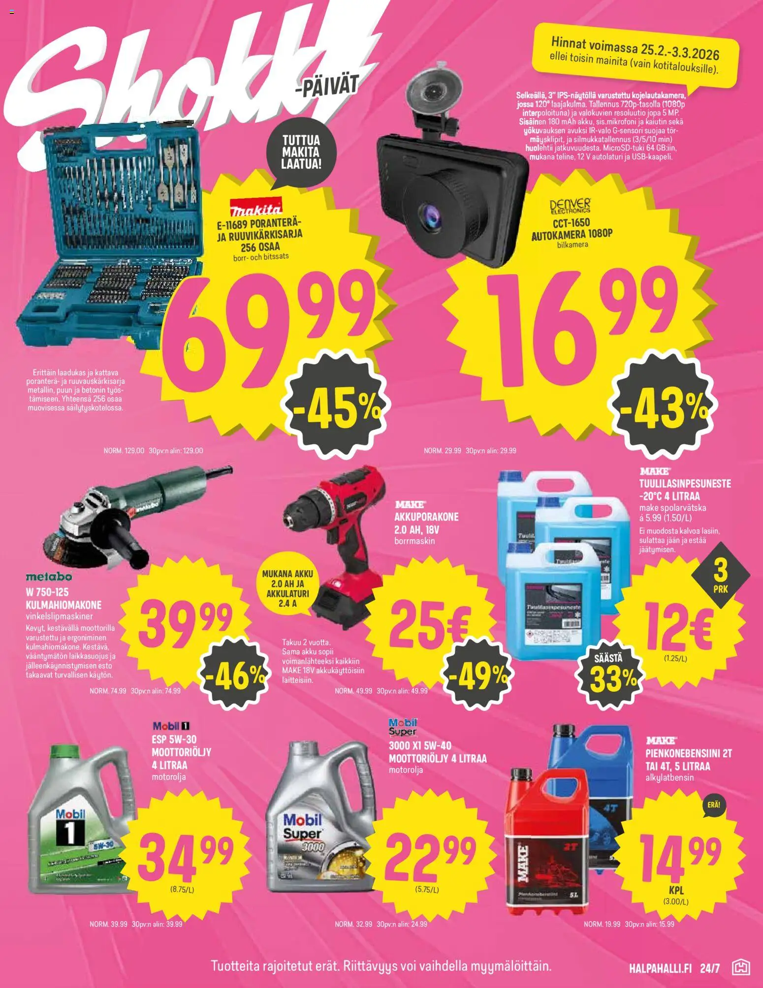 Halpa Halli tarjoukset – voimassa 25.02.2026 alkaen | Sivu: 11 | Tuotteet: Kaiutin, Moottoriöljy, Autolaturi, Voi