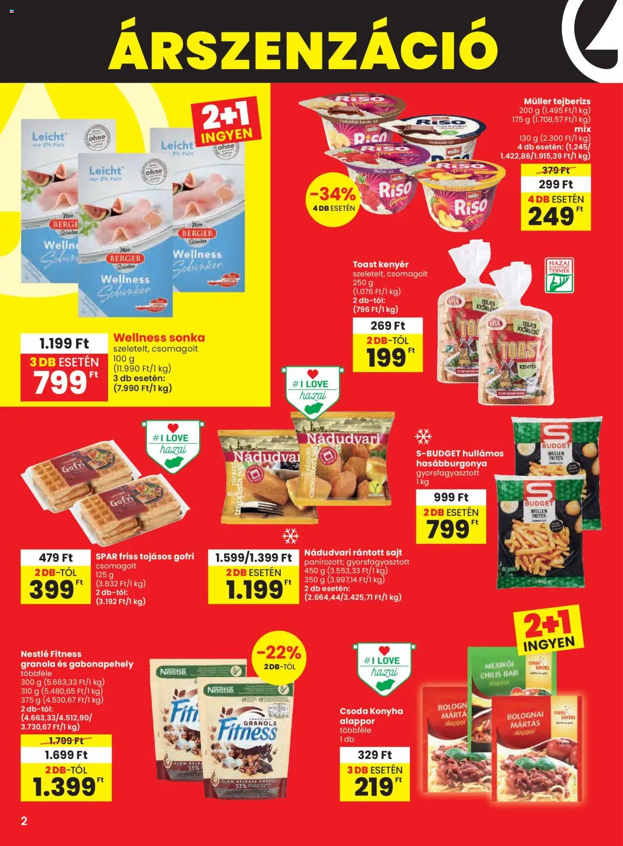 Spar Market akciós ujság - amely érvényes a következő dátumtól: 29.05.2025 | Oldal: 2 | Termékek: Gabonapehely, Hasábburgonya, Chilis bab, Camembert