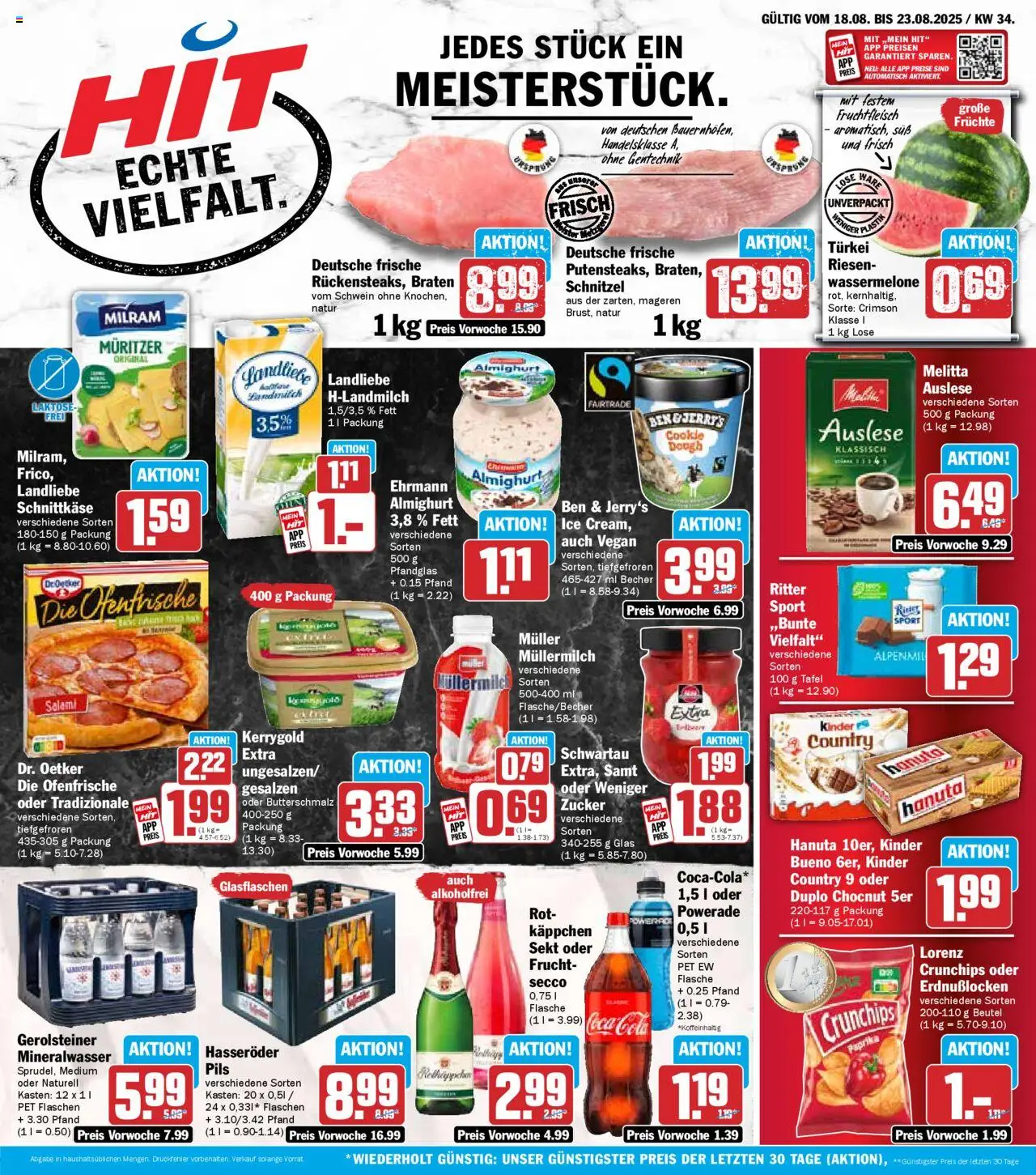 HIT - Sachsen - gültig ab dem 18.08.2025 | Seite: 1 | Produkte: Melitta, Ofenfrische, Milram, Müllermilch