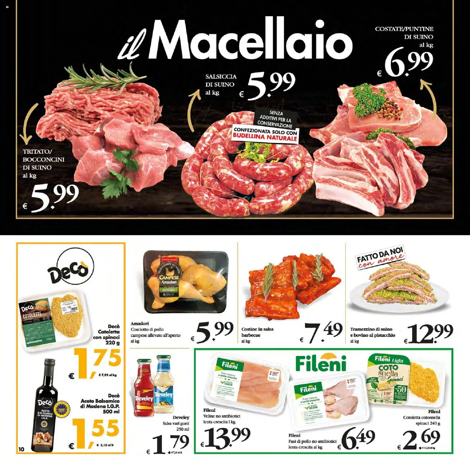 Volantino Decò del 13.01.2026 | Pagina: 10 | Prodotti: Bovino, Salsiccia, Spinaci, Aceto