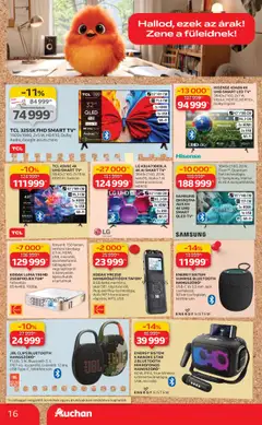 Auchan akciós ujság - amely érvényes a következő dátumtól: 21.08.2025 | Oldal: 16 | Termékek: Audio, USB, TV, Samsung