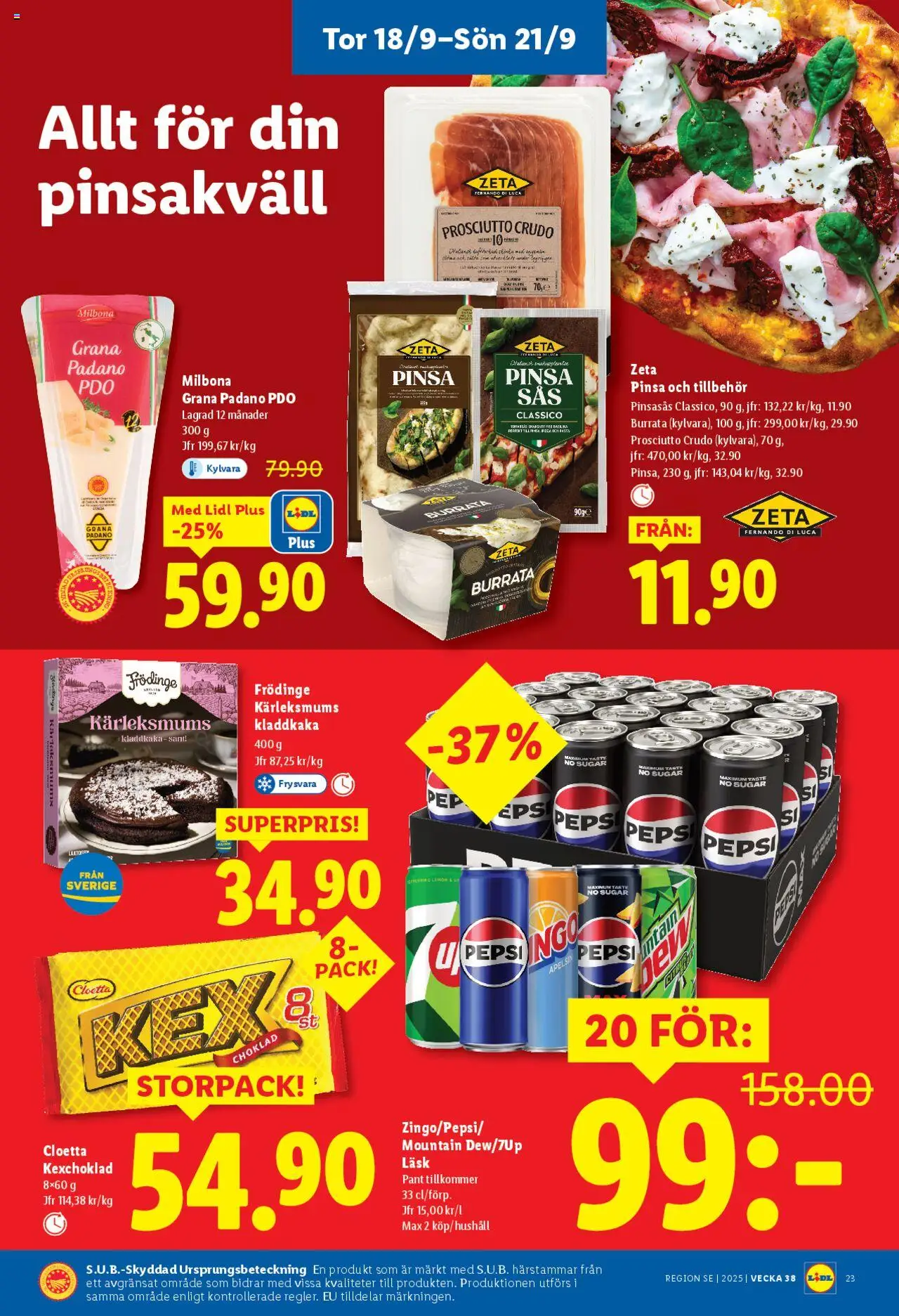 Lidl reklamblad aktuell från 15.09.2025 | Sida: 27 | Produkter: Burrata, Kladdkaka, Choklad, Tomatsås