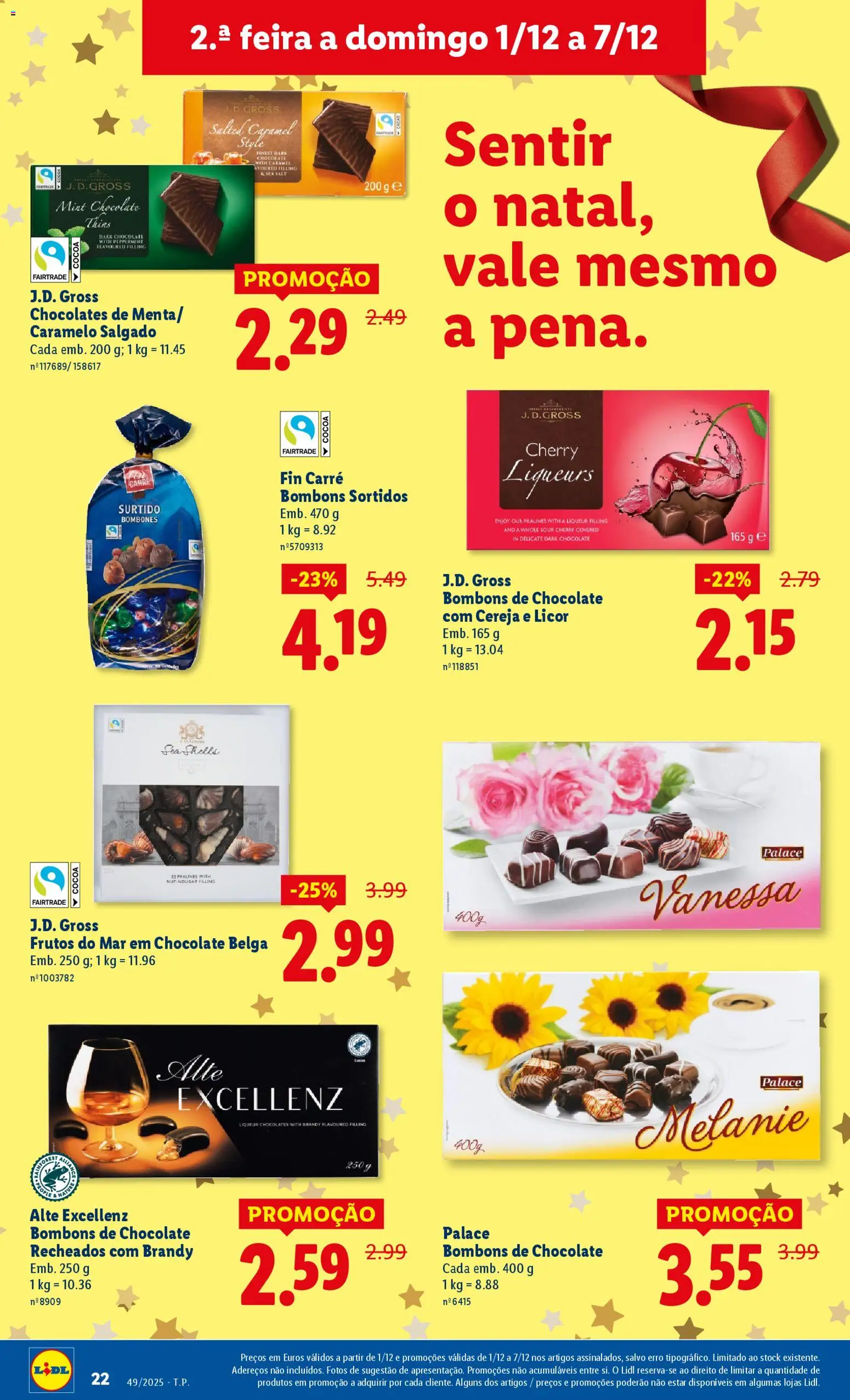 Lidl folheto │ válido de 01.12.2025 | Página: 22 | Produtos: Chocolates, Cereja, Chocolate, Frutos do mar