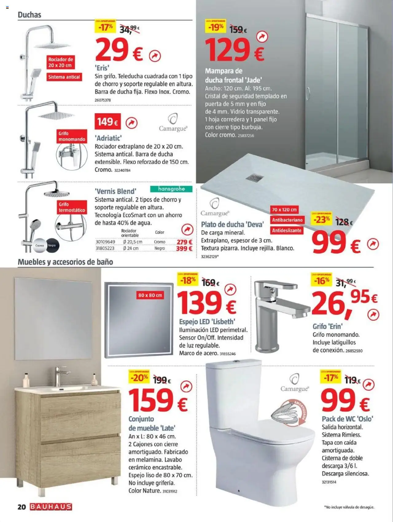 Bauhaus folleto │ válido desde el 26.06.2025 | Página: 20 | Productos: Barra de ducha, Muebles, Marco, Espejo
