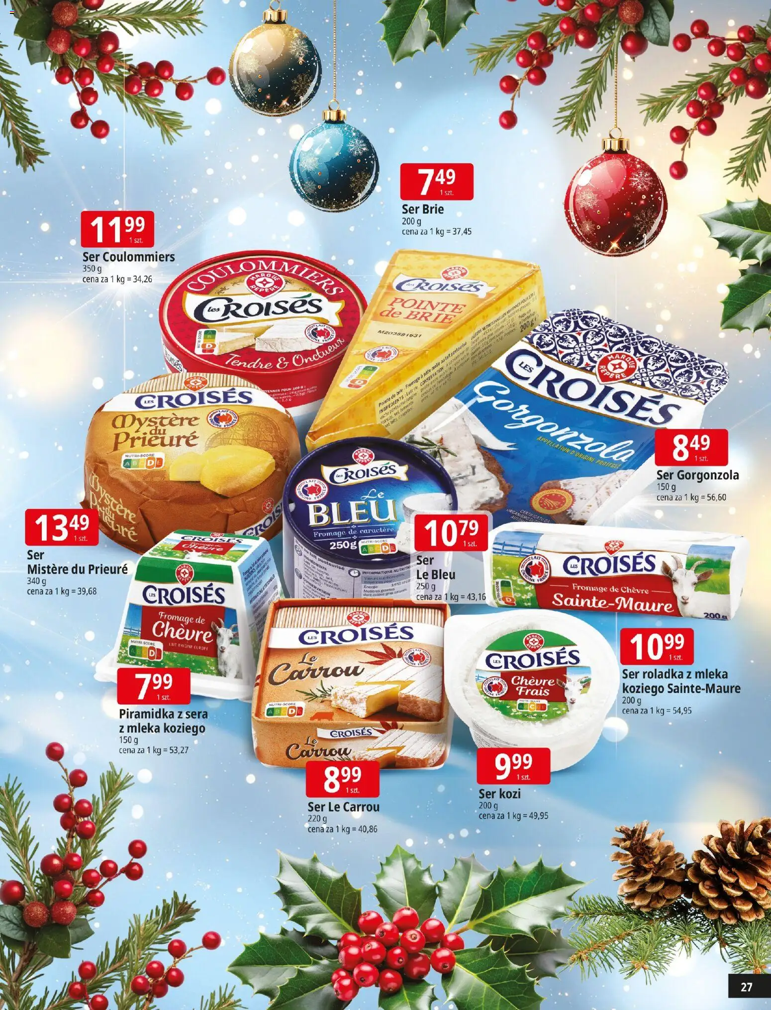 E.Leclerc Gazetka - Zamość Święta od 09.12.2025 | Strona: 27 | Produkty: Mleka, Ser, Ser gorgonzola, Ser brie