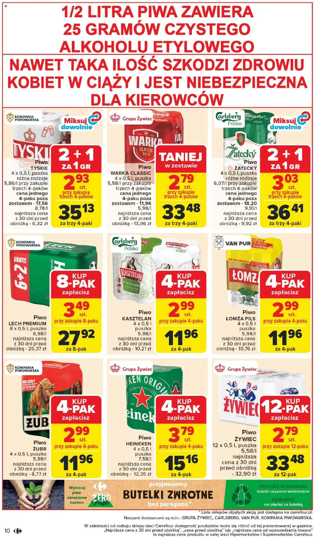 Carrefour Gazetka od 11.08.2025 | Strona: 12 | Produkty: Warka, Tyskie, Piwo, Heineken