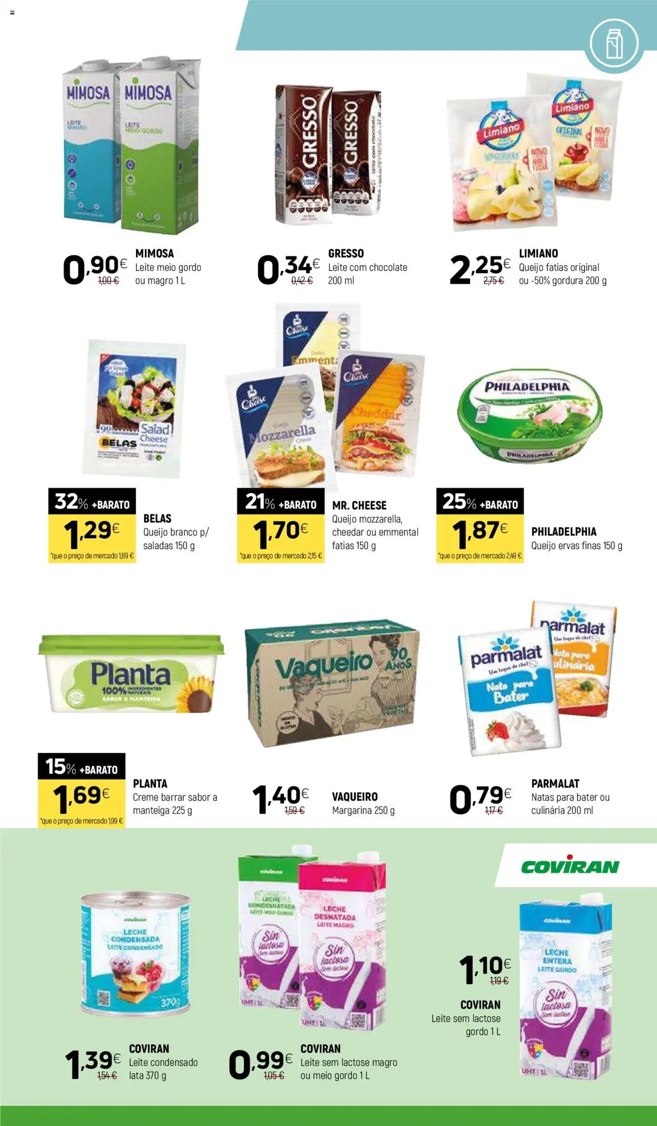 Coviran folheto │ válido de 17.06.2025 | Página: 5 | Produtos: Cream cheese, Saladas, Leite, Margarina