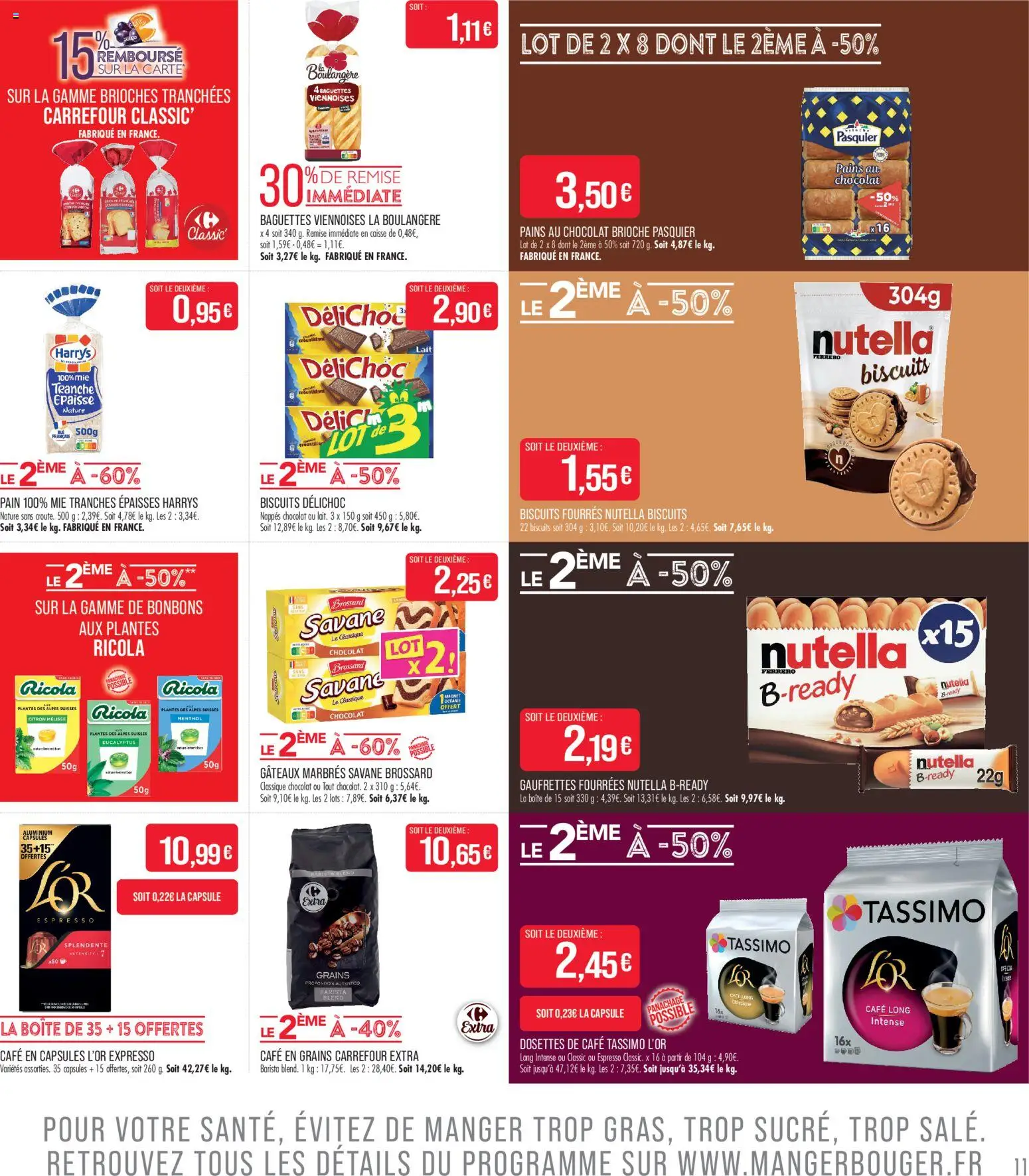 {H1} | Page: 11 | Produits: Café en grains, Nutella, Pain, Biscuits