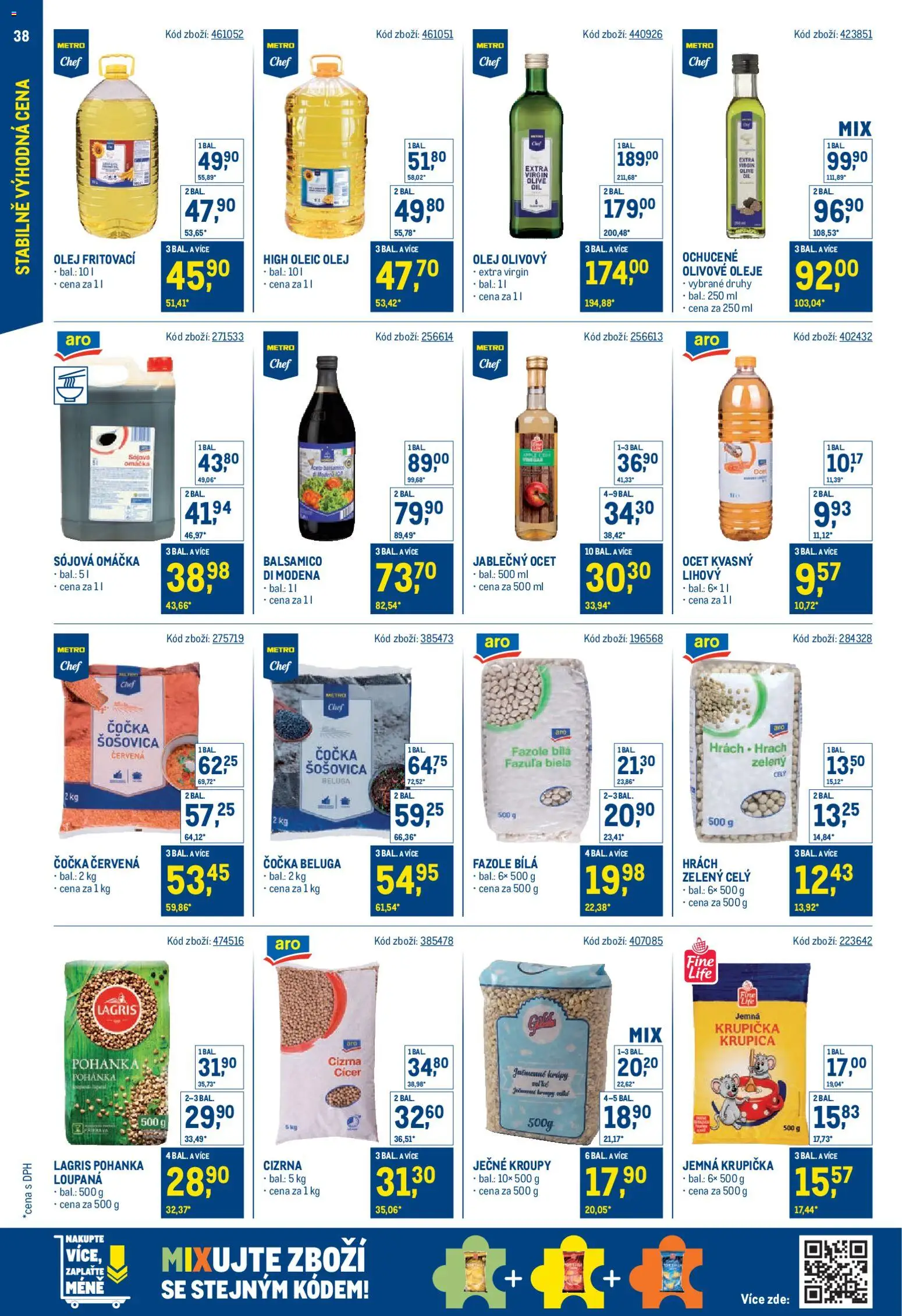 Makro leták - Stabilně výhodná cena od 28.01.2026 | Strana: 38 | Produkty: Oleje, Čočka, Sójová omáčka, Fazole