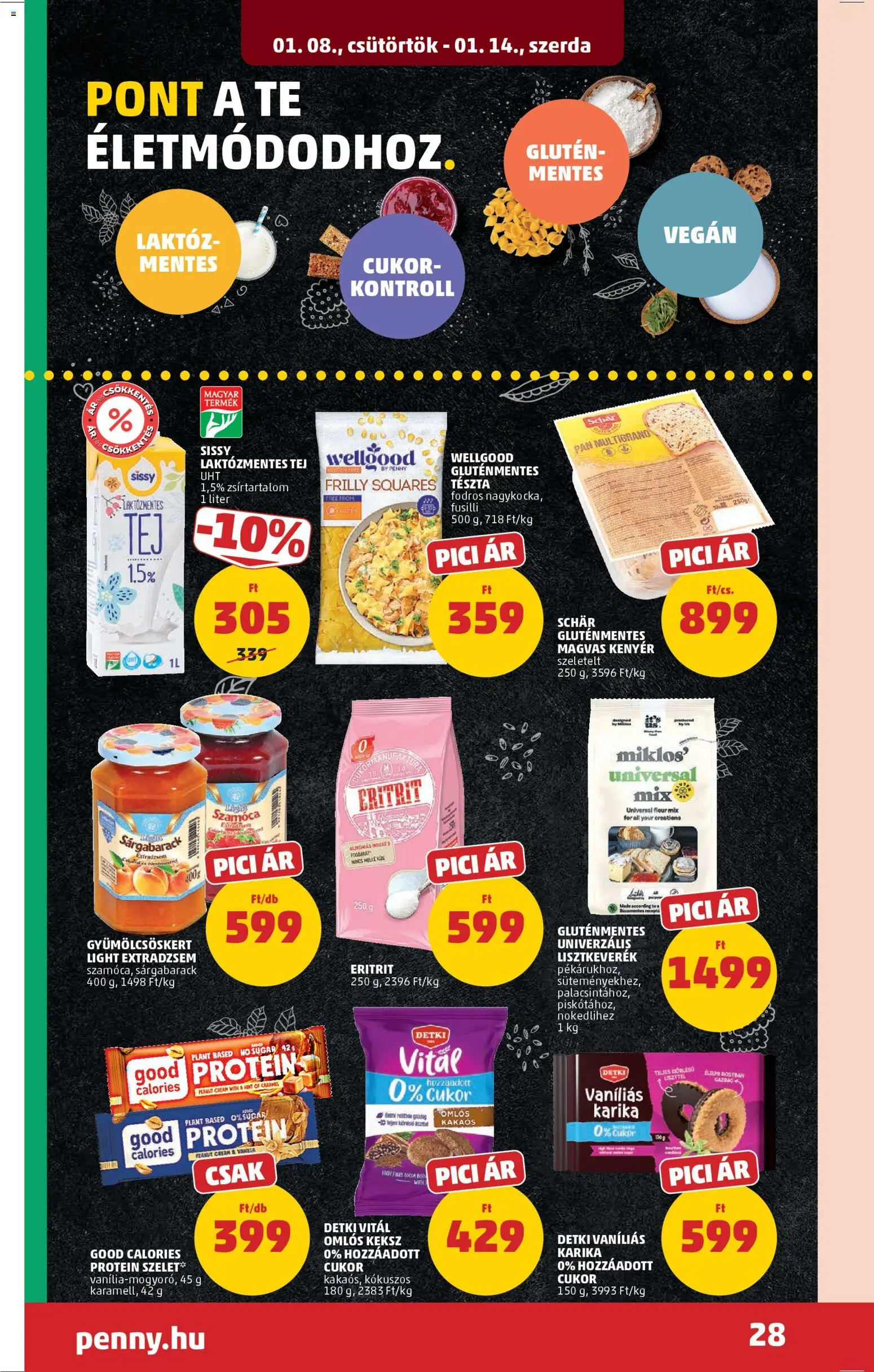 PENNY akciós ujság - amely érvényes a következő dátumtól: 08.01.2026 | Oldal: 32 | Termékek: Protein, Tej, Kenyér, Tészta