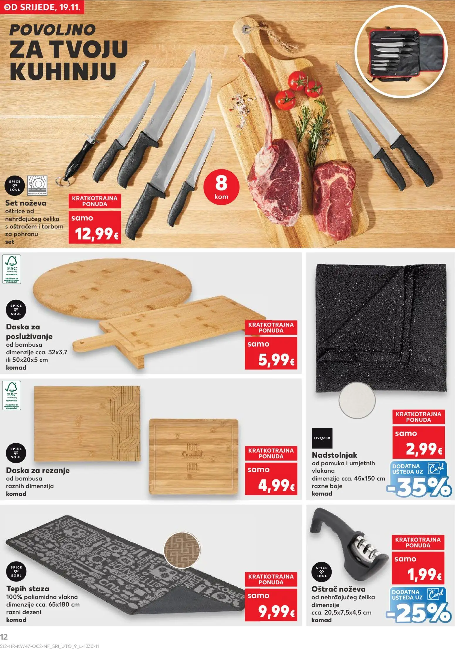 Kaufland katalog | vrijedi od 19.11.2025 | Stranica: 12 | Proizvodi: Tepih, Oštrač noževa, Daska za rezanje