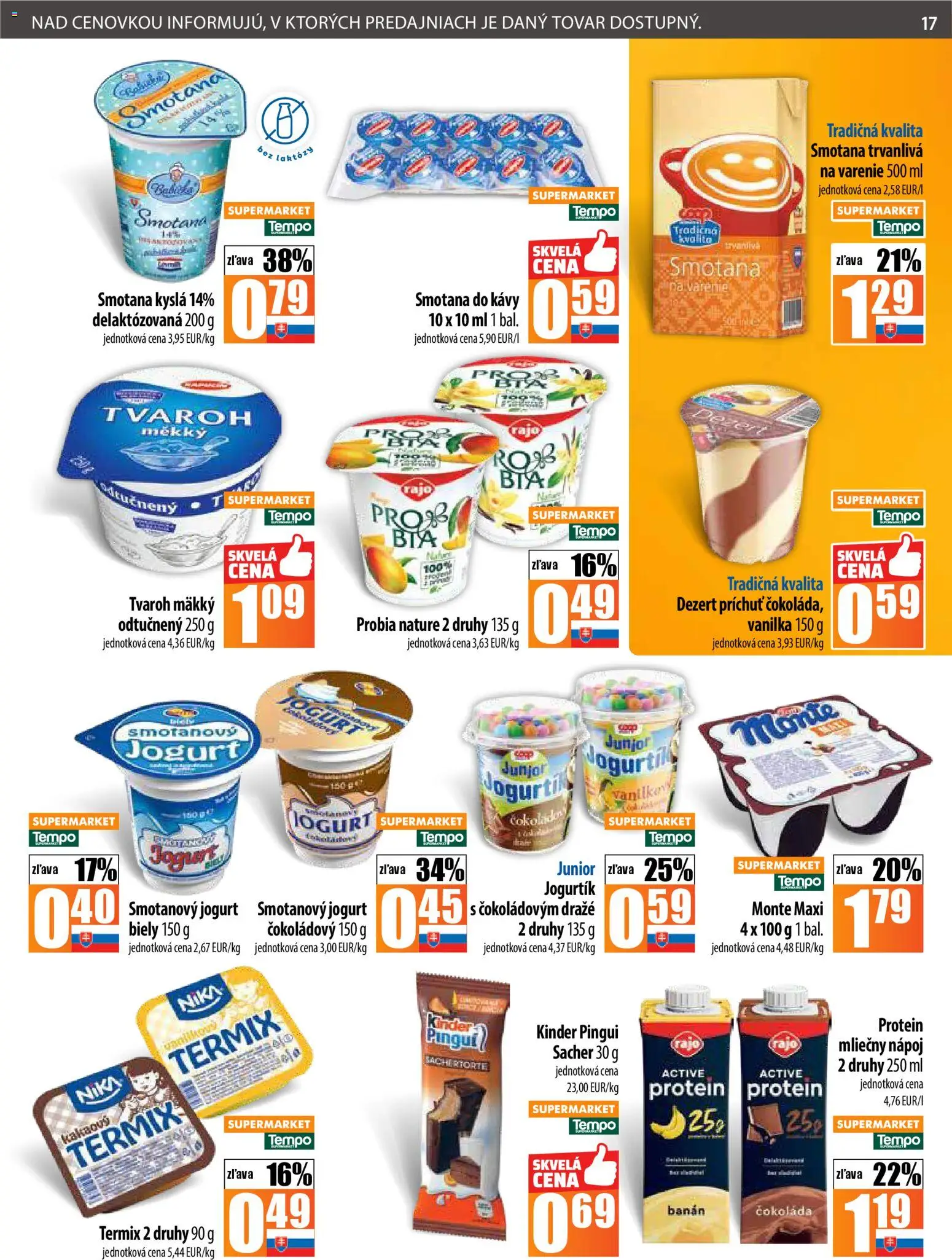 Nové COOP Jednota akcie – leták je platný od 06.11.2025 | Strana: 17 | Produkty: Smotana, Kinder, Čokoláda, Tvaroh