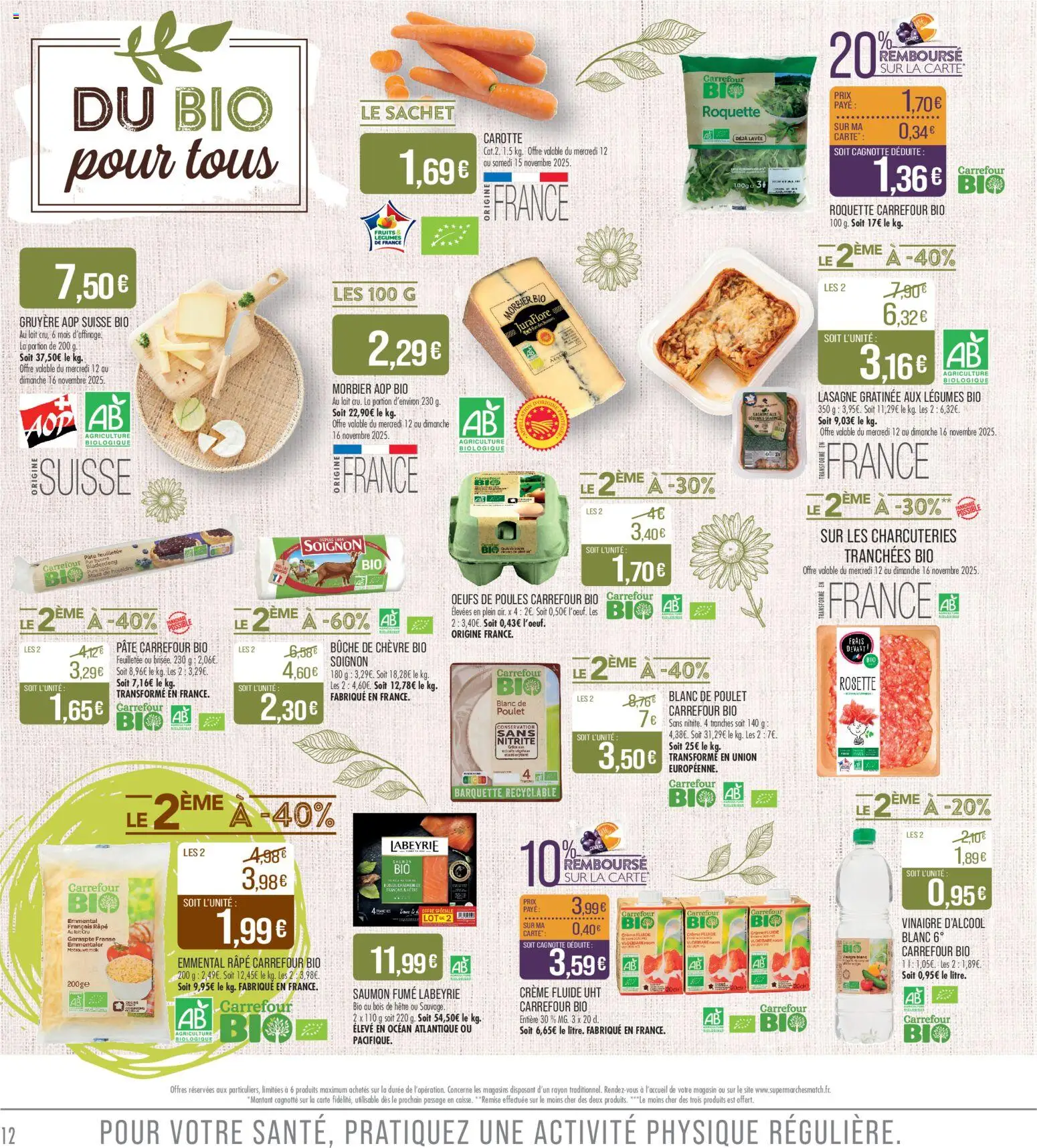 {H1} | Page: 12 | Produits: Roquette, Lait, Œufs, Carotte