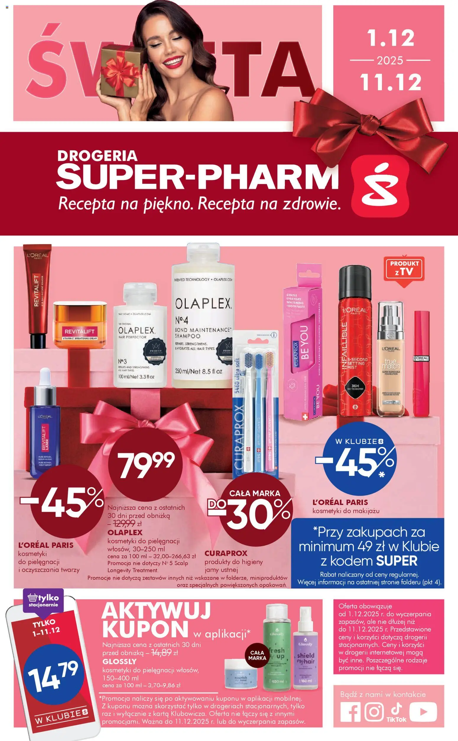 Super-pharm Gazetka od 01.12.2025 | Strona: 1 | Produkty: Karta, Curaprox, Drogeria, Kosmetyki