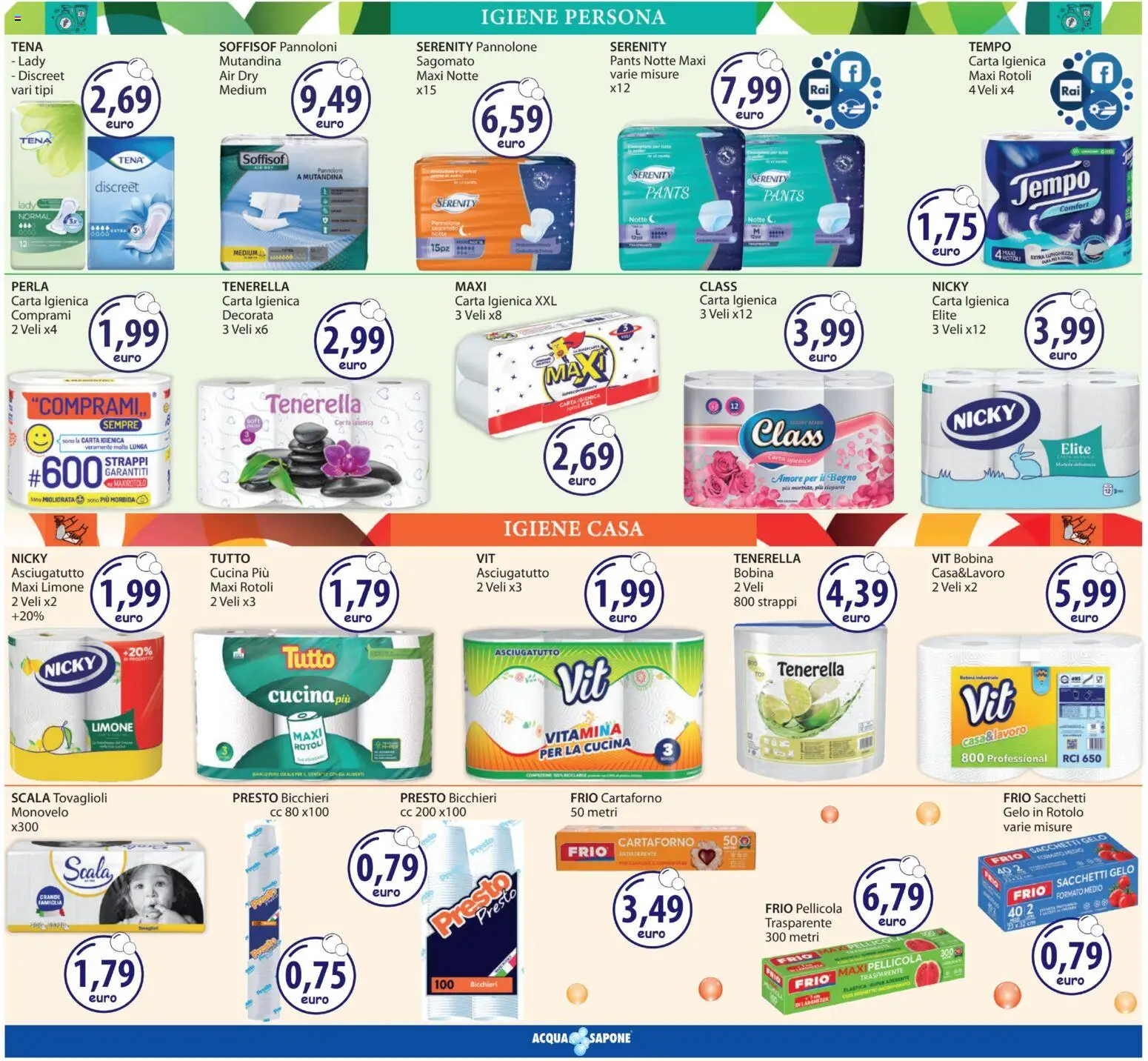 Volantino Acqua e Sapone del 05.03.2026 | Pagina: 13 | Prodotti: Carta igienica, Scala, Asciugatutto, Bagno