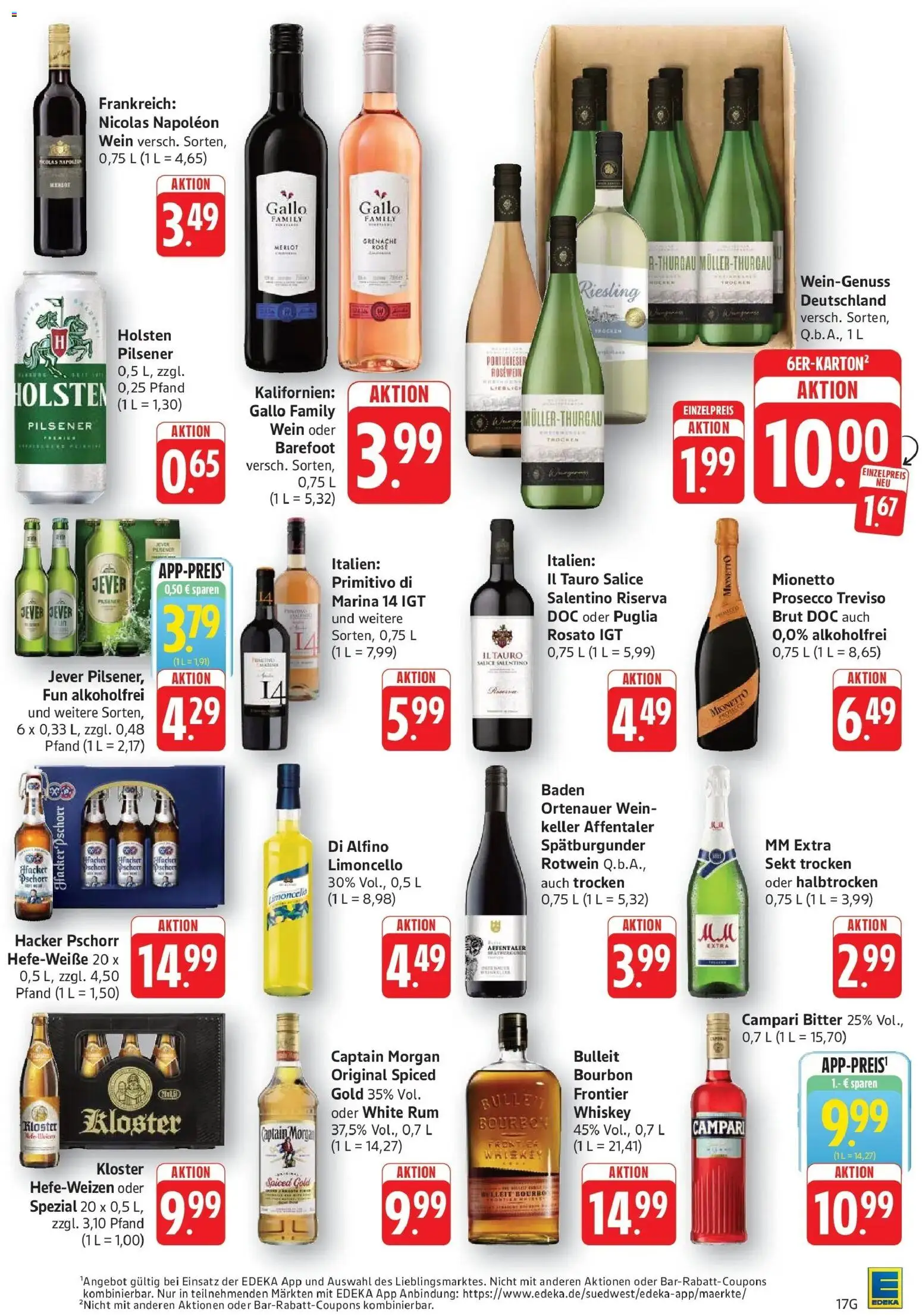Edeka prospekt Göppingen	 – gültig ab 12.04.2026 | Seite: 17 | Produkte: Prosecco, Limoncello, Captain morgan, Bourbon