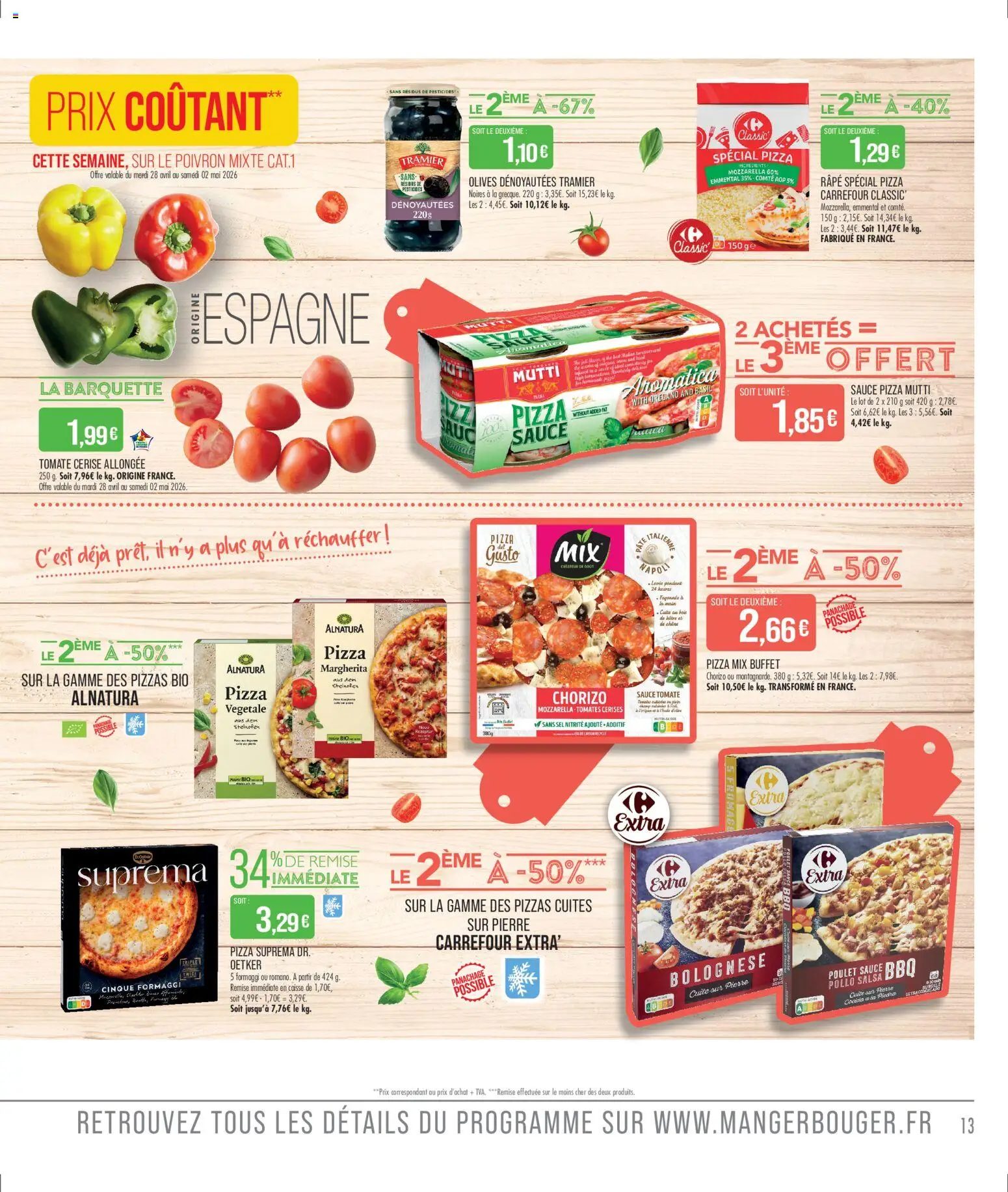 {H1} | Page: 13 | Produits: Poivron, Tomate cerise, Pizza, Thé