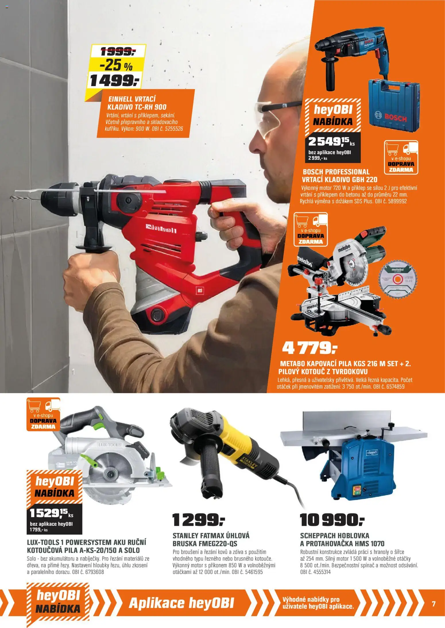 OBI leták - Bobří síla v akci od 02.01.2026 | Strana: 7 | Produkty: Kotoučová pila, Bruska, Kladivo, Pila