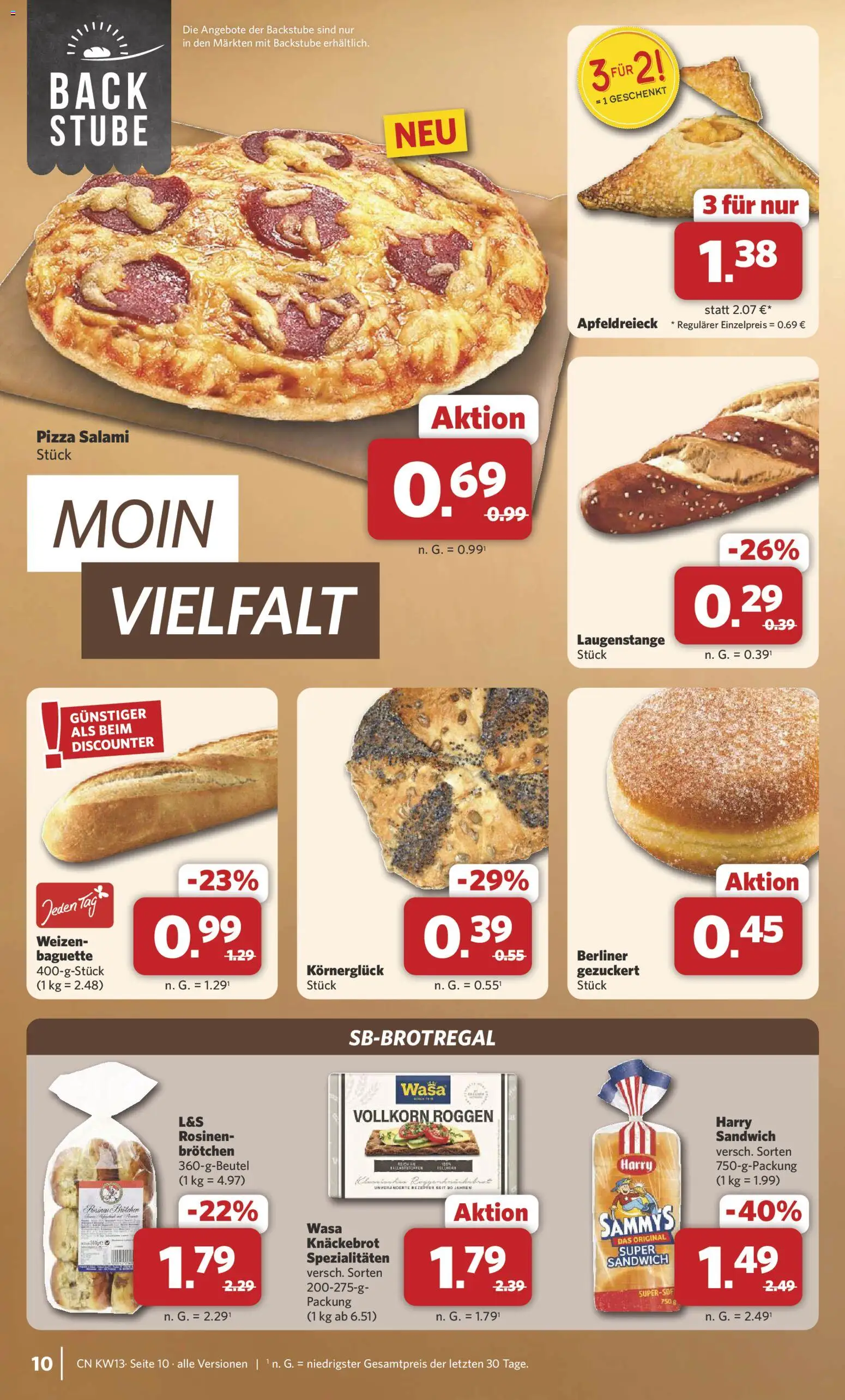 Combi Prospekt 	 – gültig ab 23.03.2026 | Seite: 10 | Produkte: Berliner, Baguette, Salami, Pizza