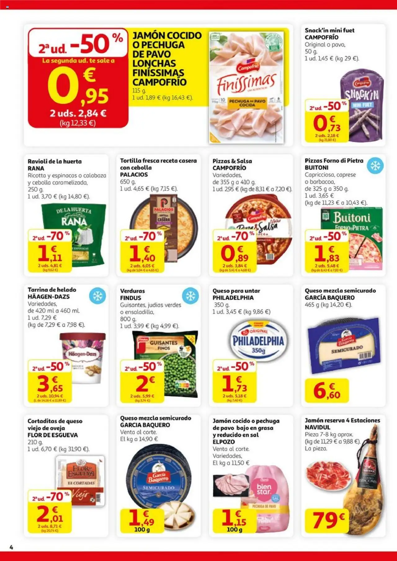 Alcampo - SM Nacional │ válido desde el 28.08.2025 | Página: 4 | Productos: Jamón, Πορσελάνη, Helado, Queso para untar