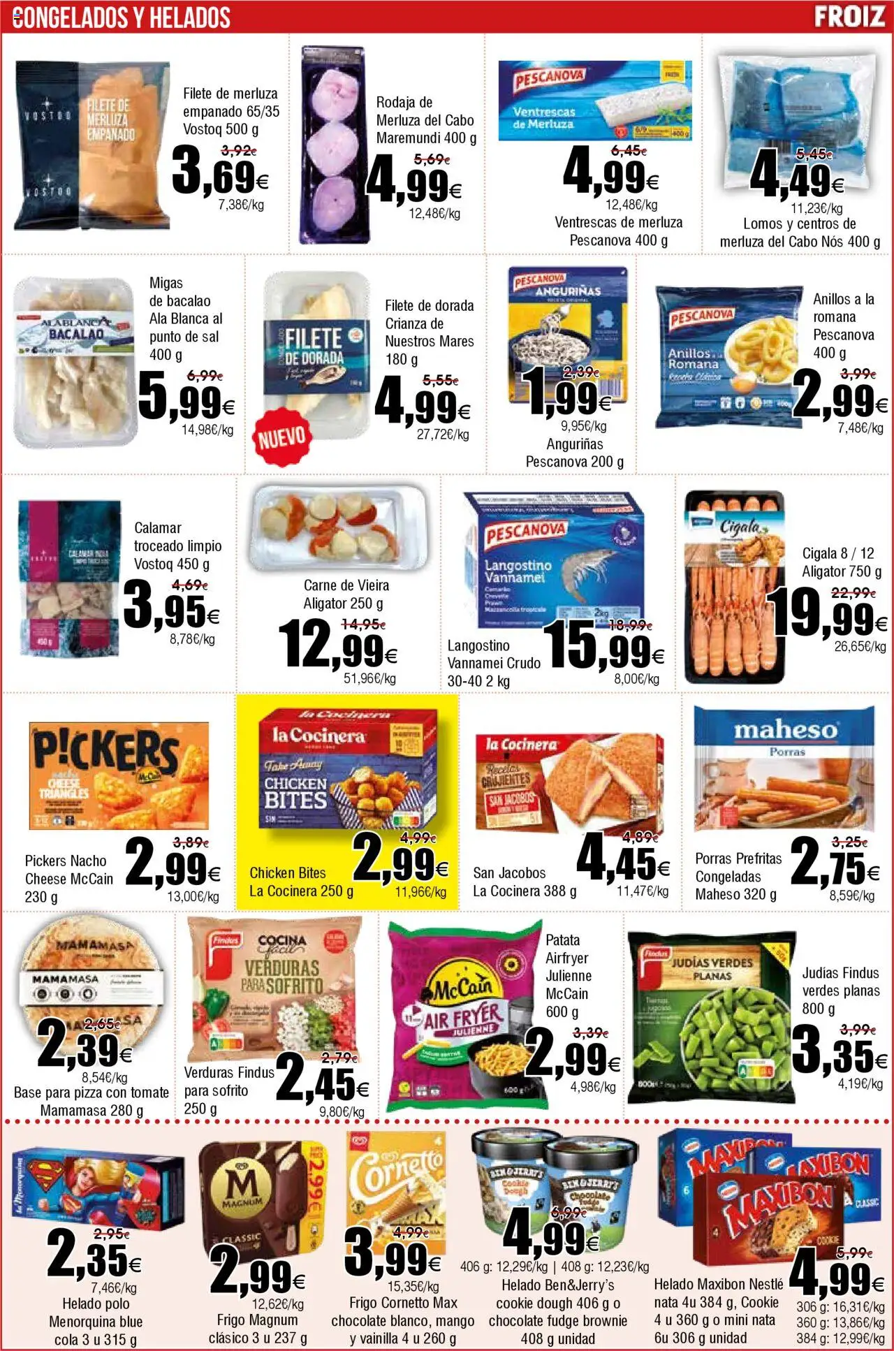 Froiz folleto │ válido desde el 21.10.2025 | Página: 4 | Productos: Chocolate, Helado, Ρούτερ, Filete