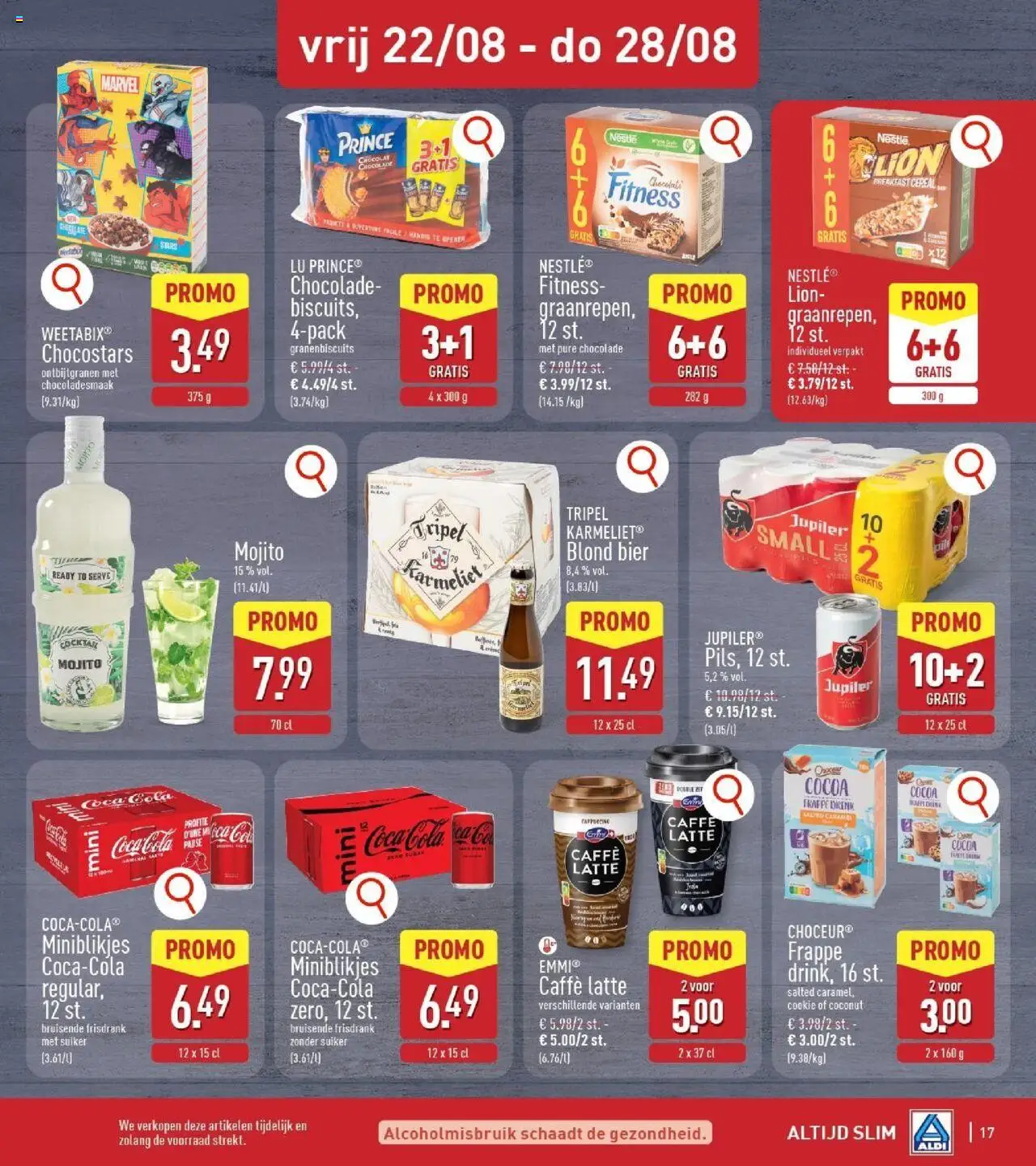  | Pagina: 17 | Producten: Bier, Coca Cola, Cappuccino, Chocolade