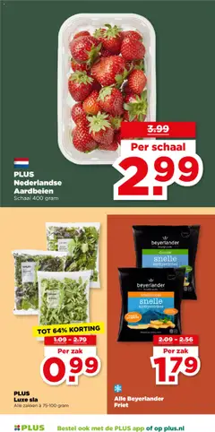PLUS Luxe sla, Alle zakken à 75-100 gram - Voorbeeld van een folder van Plus, geldig van 15.10.2025 | Pagina: 6 | Producten: Sla, Aardbeien, Schaal, Friet