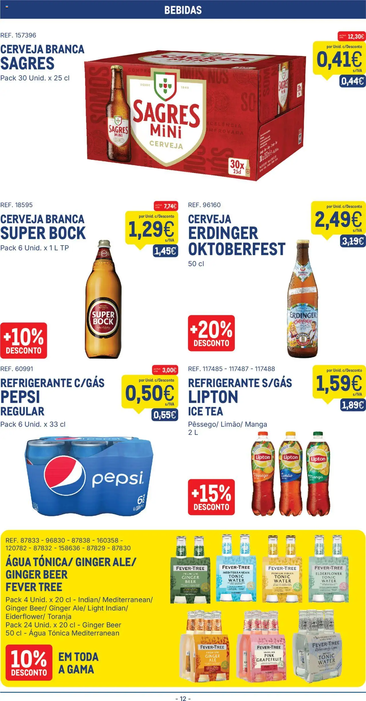 Makro folheto │ válido de 07.10.2025 | Página: 12 | Produtos: Agua, Refrigerante, Super bock, Cerveja